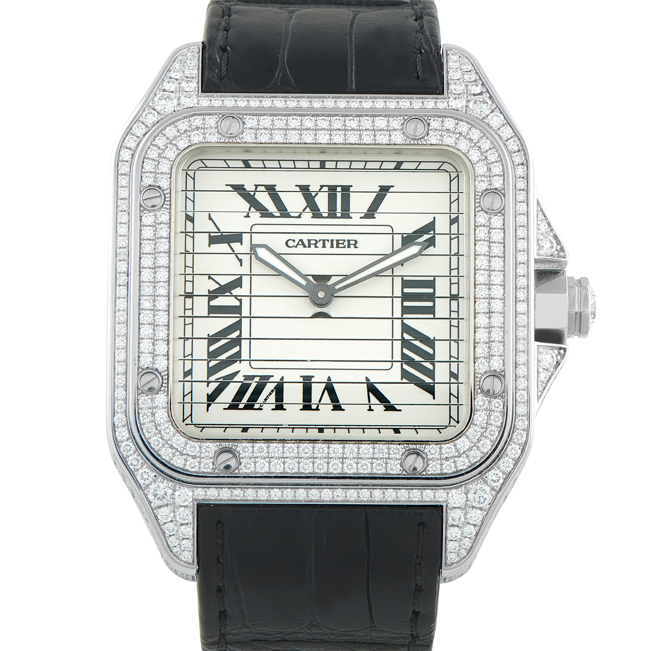 Cartier Santos Triple 100 Diamond and White Gold Watch 23/50