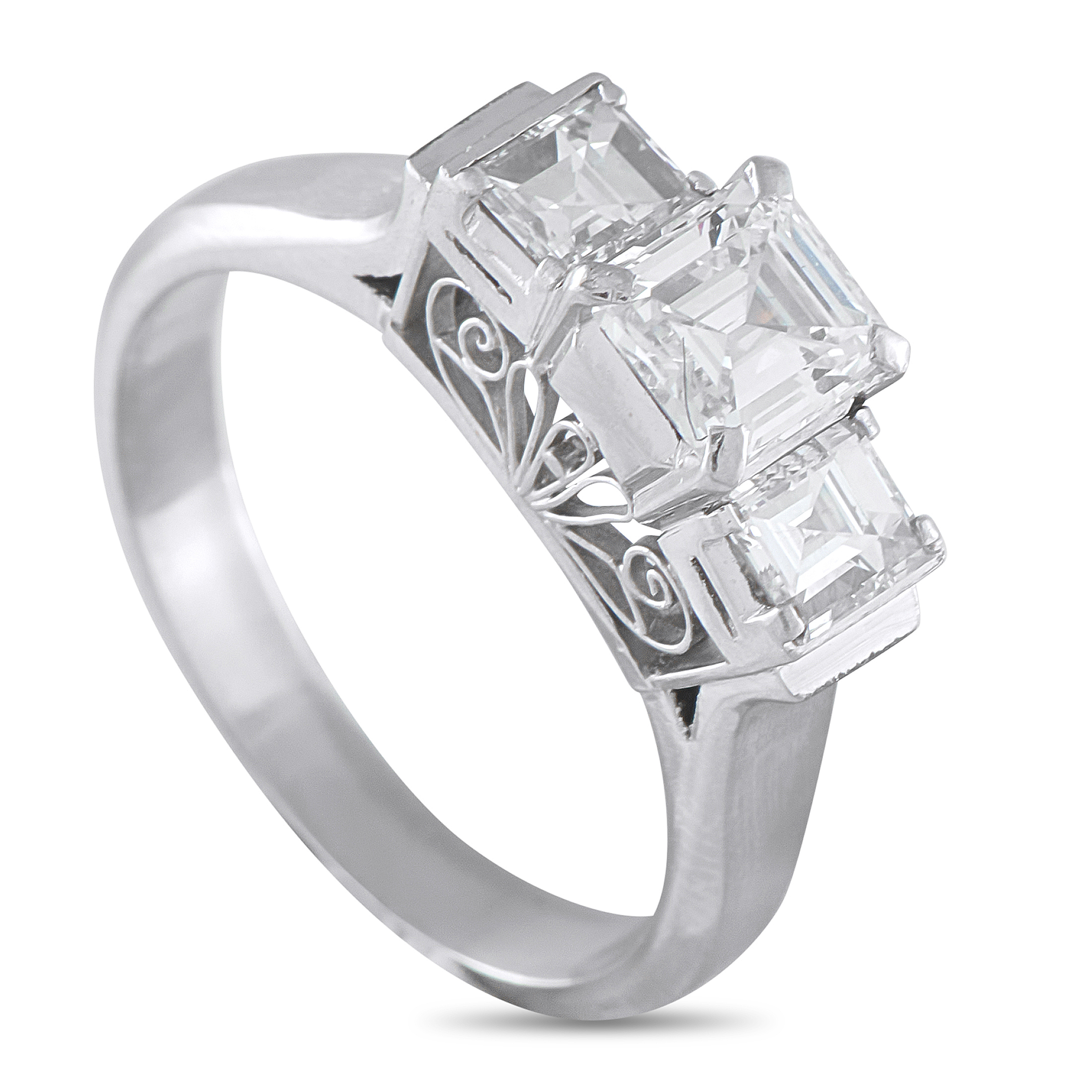 LB Exclusive Platinum 1.32ct Diamond Three-Stone Ring #5251