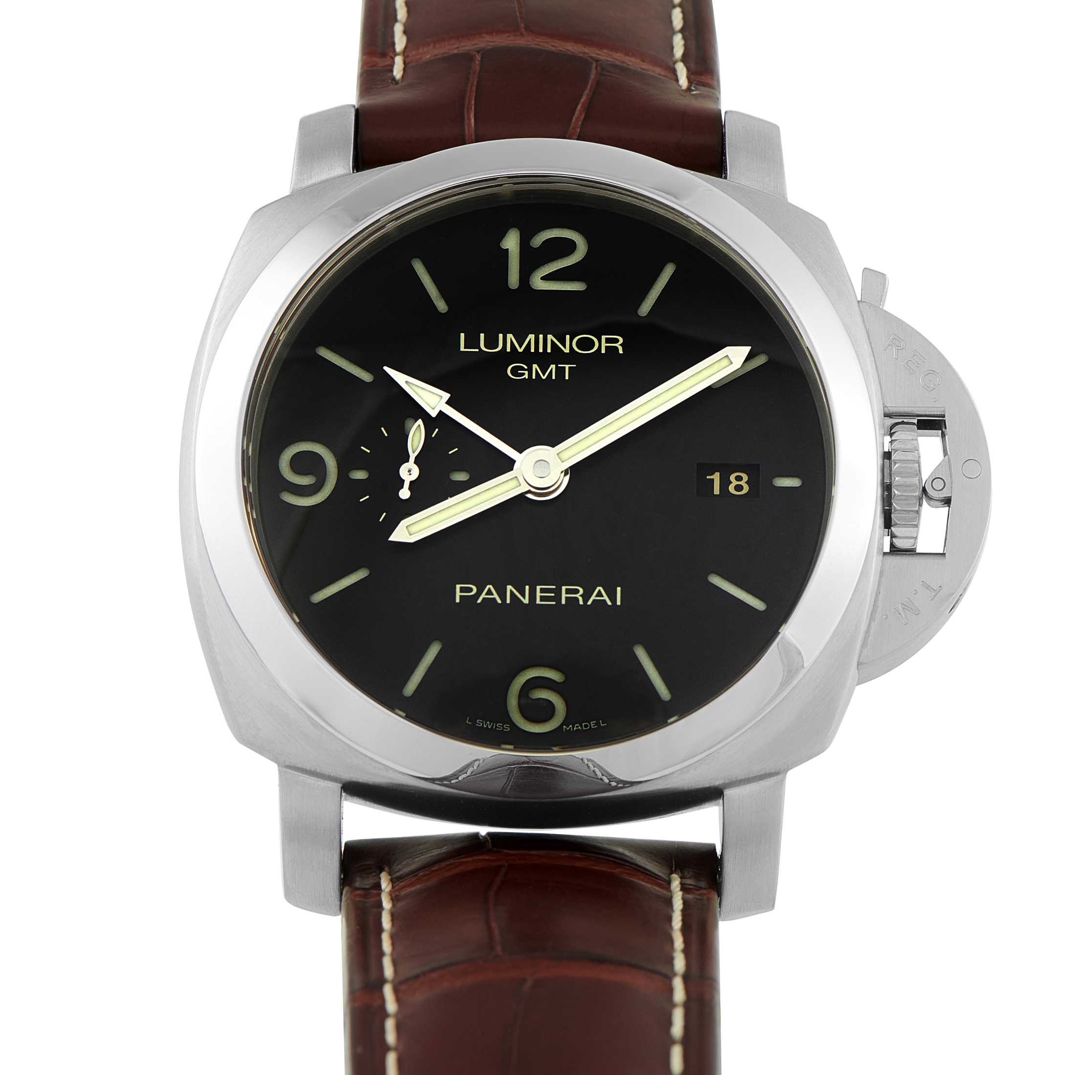 Officine Panerai Luminor 1950 GMT 3 Days Steel Watch PAM00320