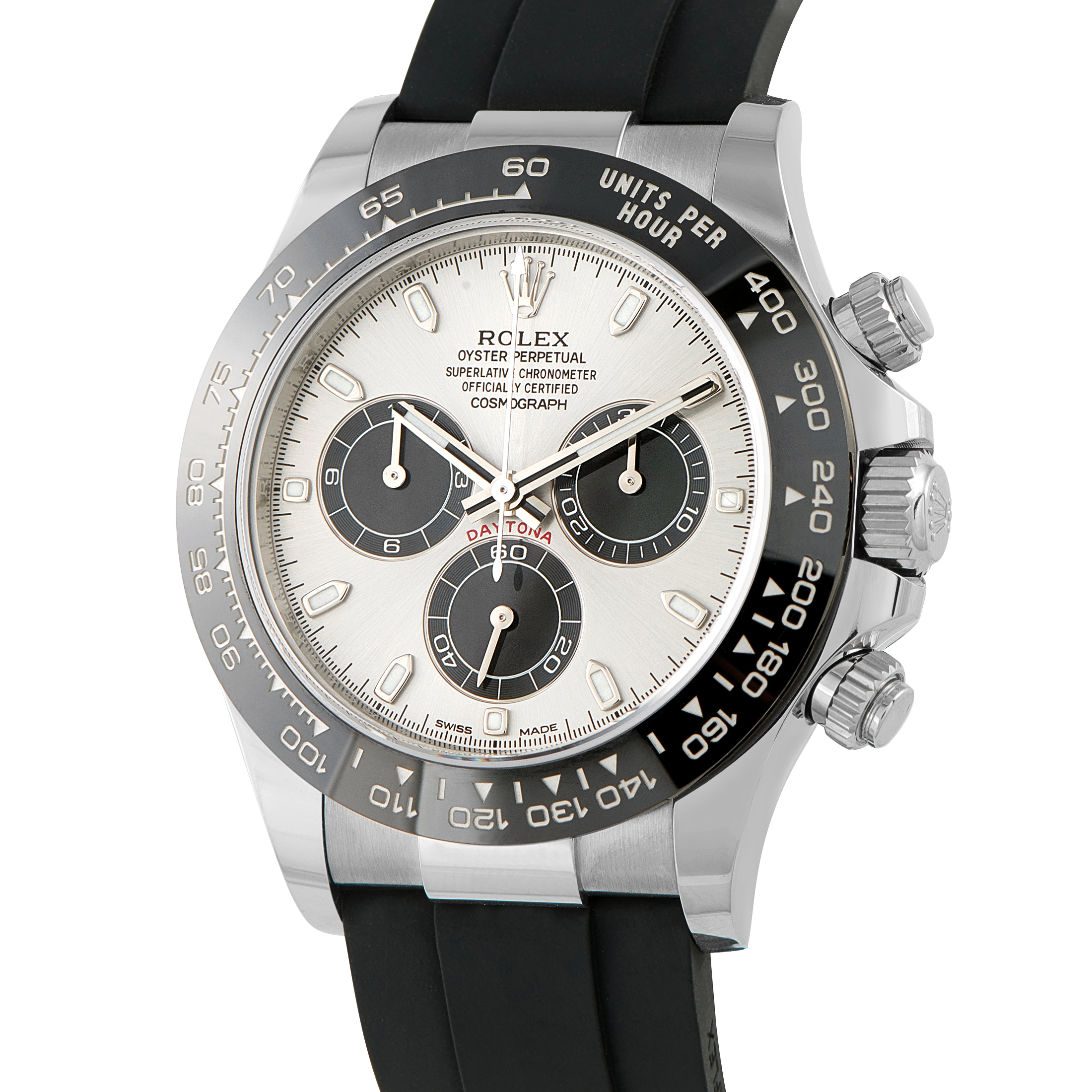Rolex Daytona Silver Dial White Gold Oysterflex Watch 116519LN