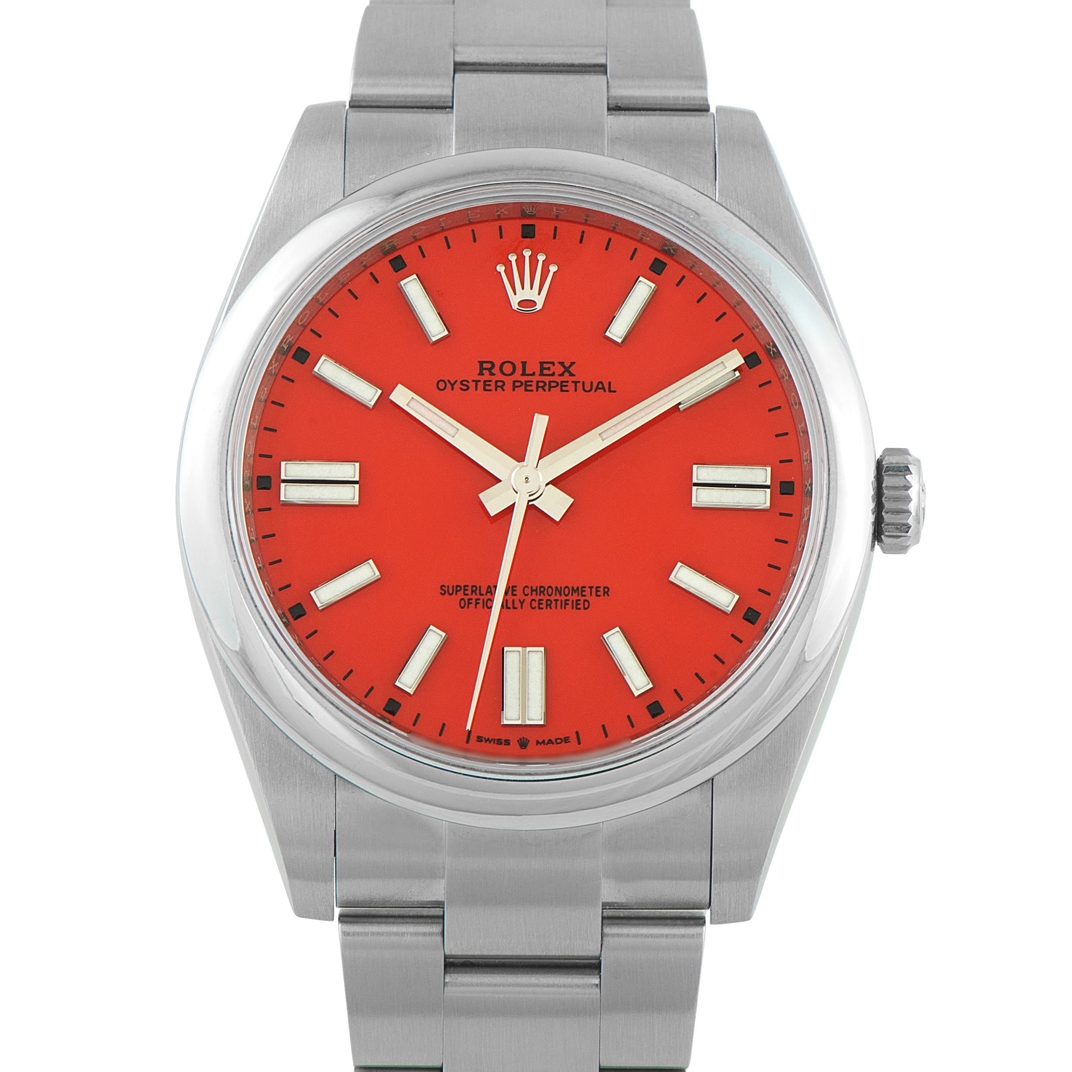 Rolex Oyster Perpetual 41 Coral Red Steel Watch 124300