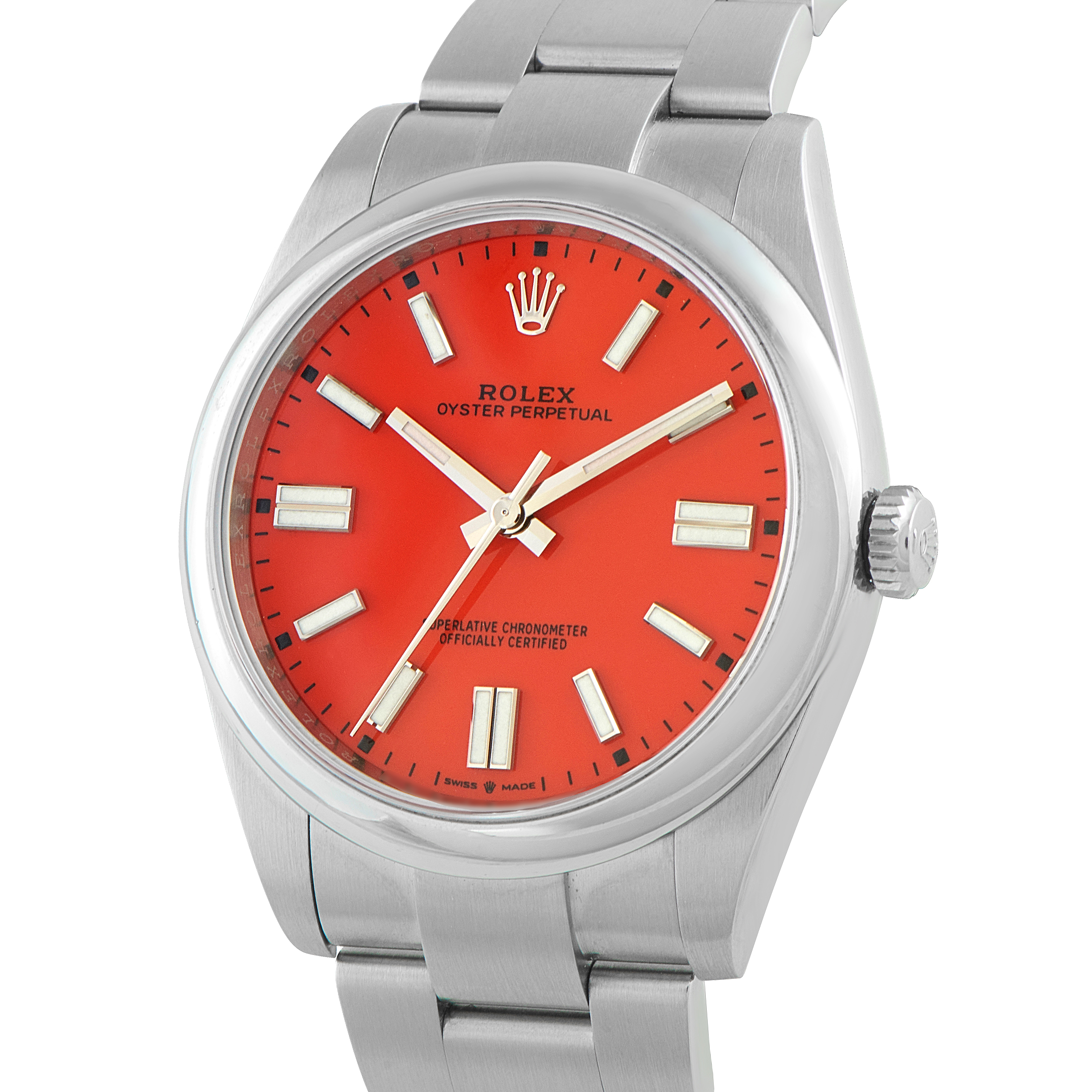 Rolex Oyster Perpetual 41 Coral Red Steel Watch 124300