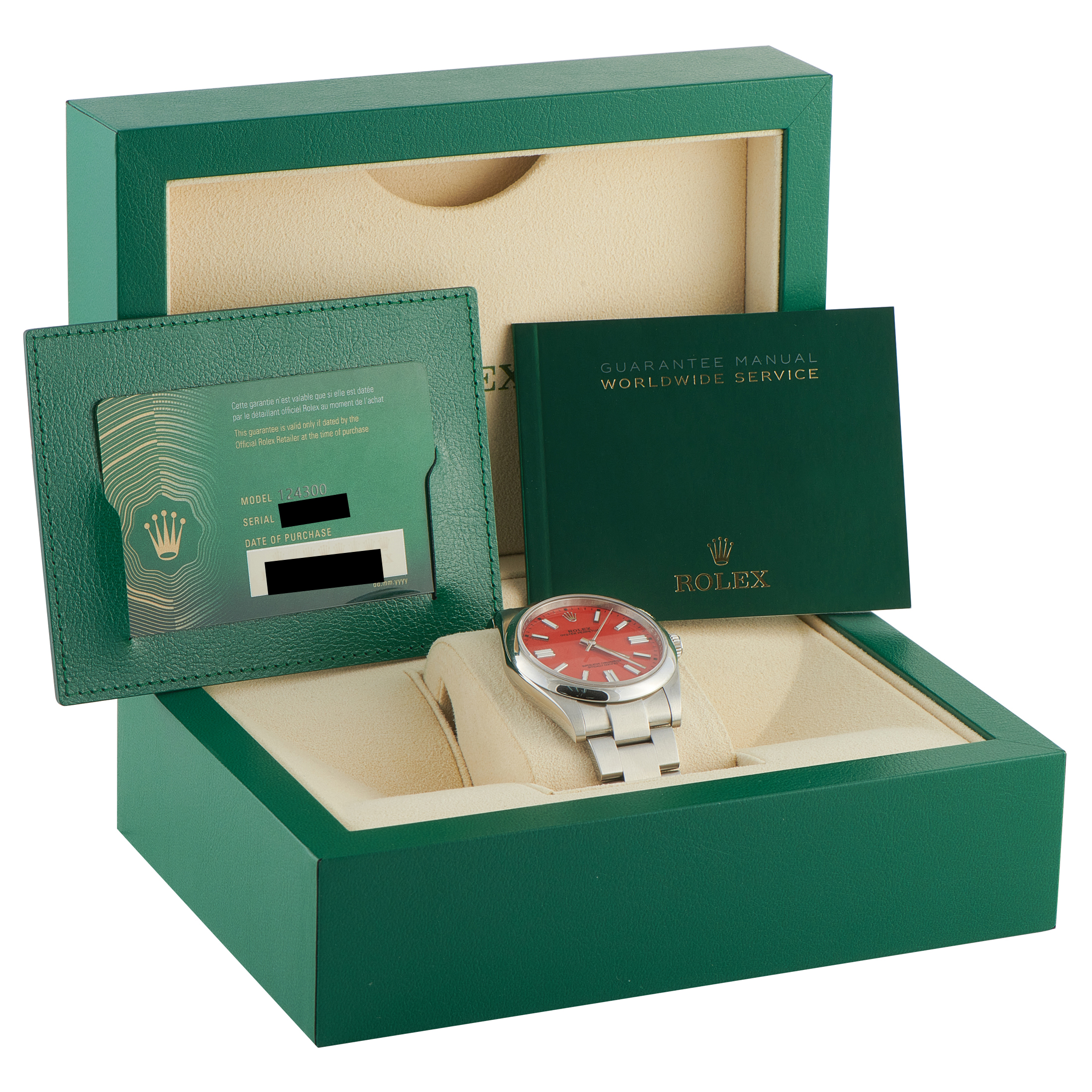 Rolex Oyster Perpetual 41 Coral Red Steel Watch 124300