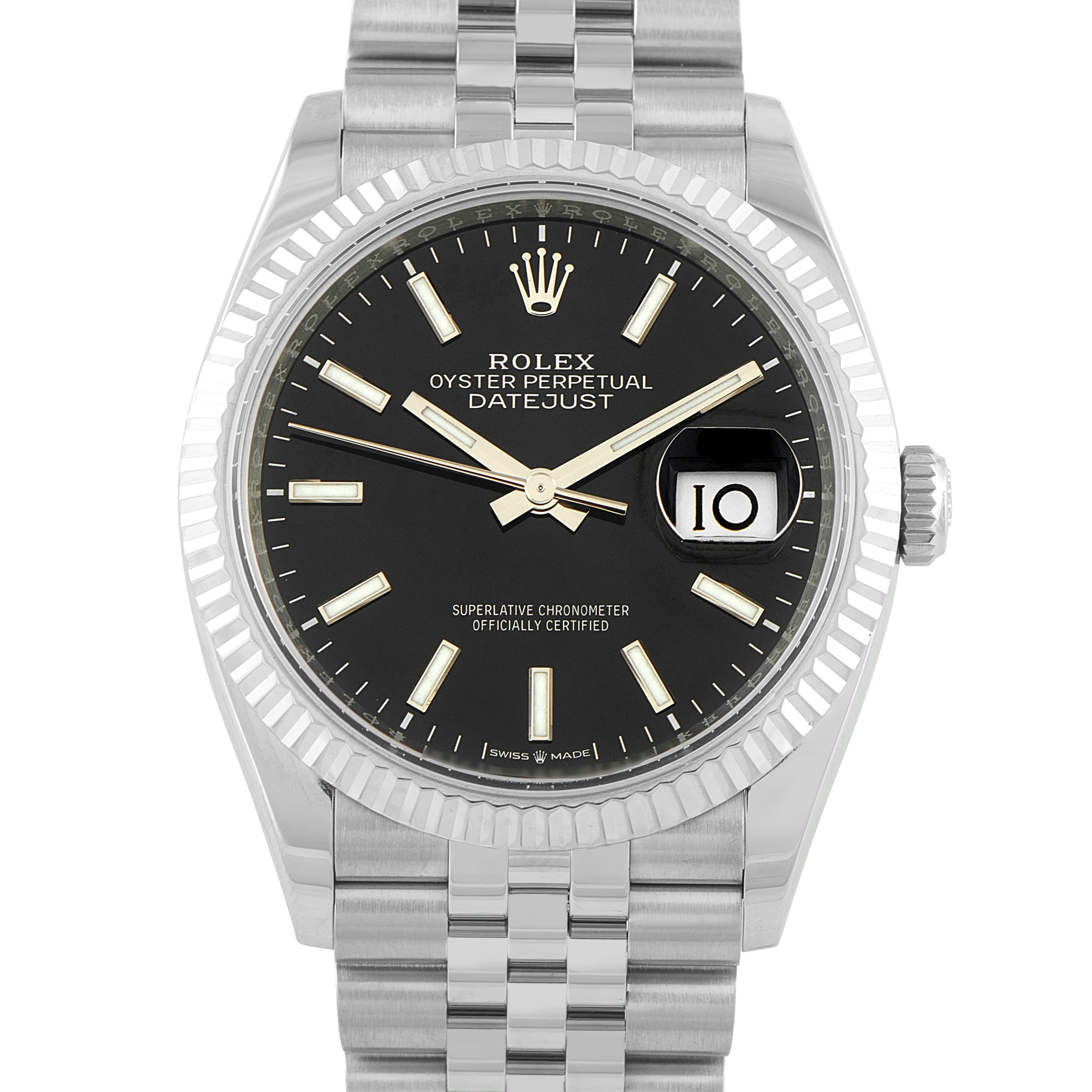 Rolex Datejust 36 Black Dial Steel Jubilee Watch 126234