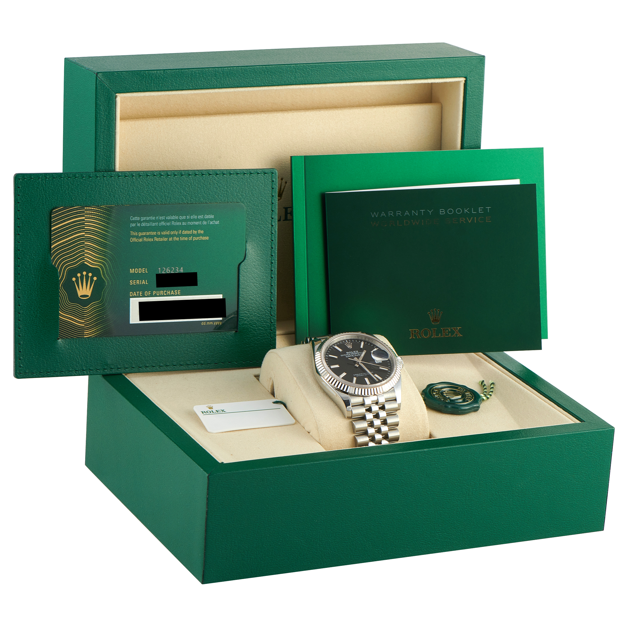 Rolex Datejust 36 Black Dial Steel Jubilee Watch 126234