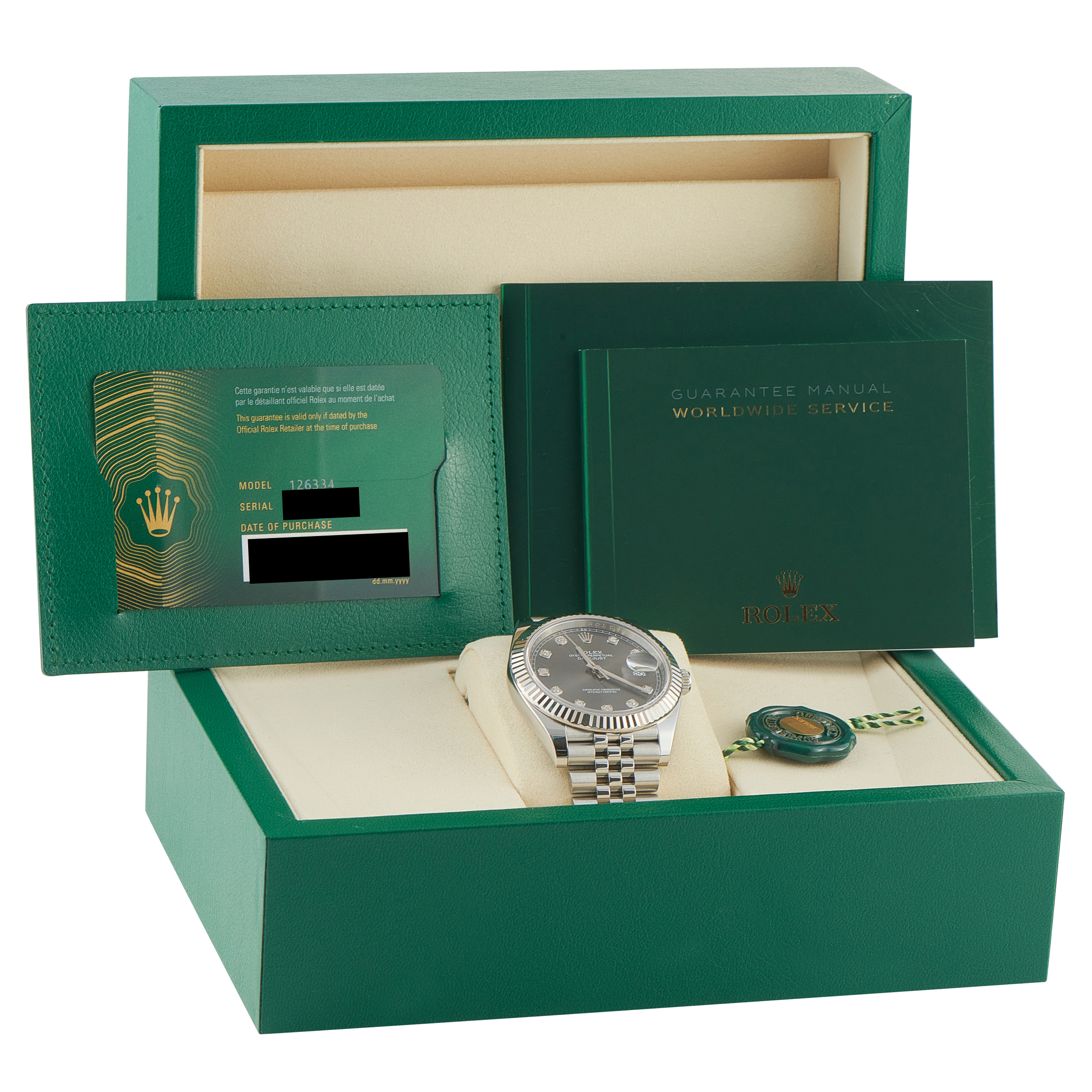 Rolex Datejust 41 Slate Diamond Dial Steel Jubilee Watch 126334