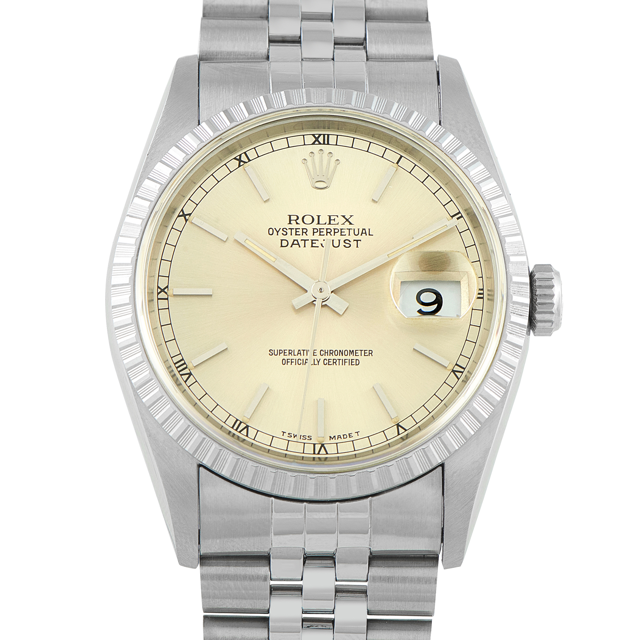 Rolex Datejust 36 Engine-Turned Bezel Steel Jubilee Watch 16220