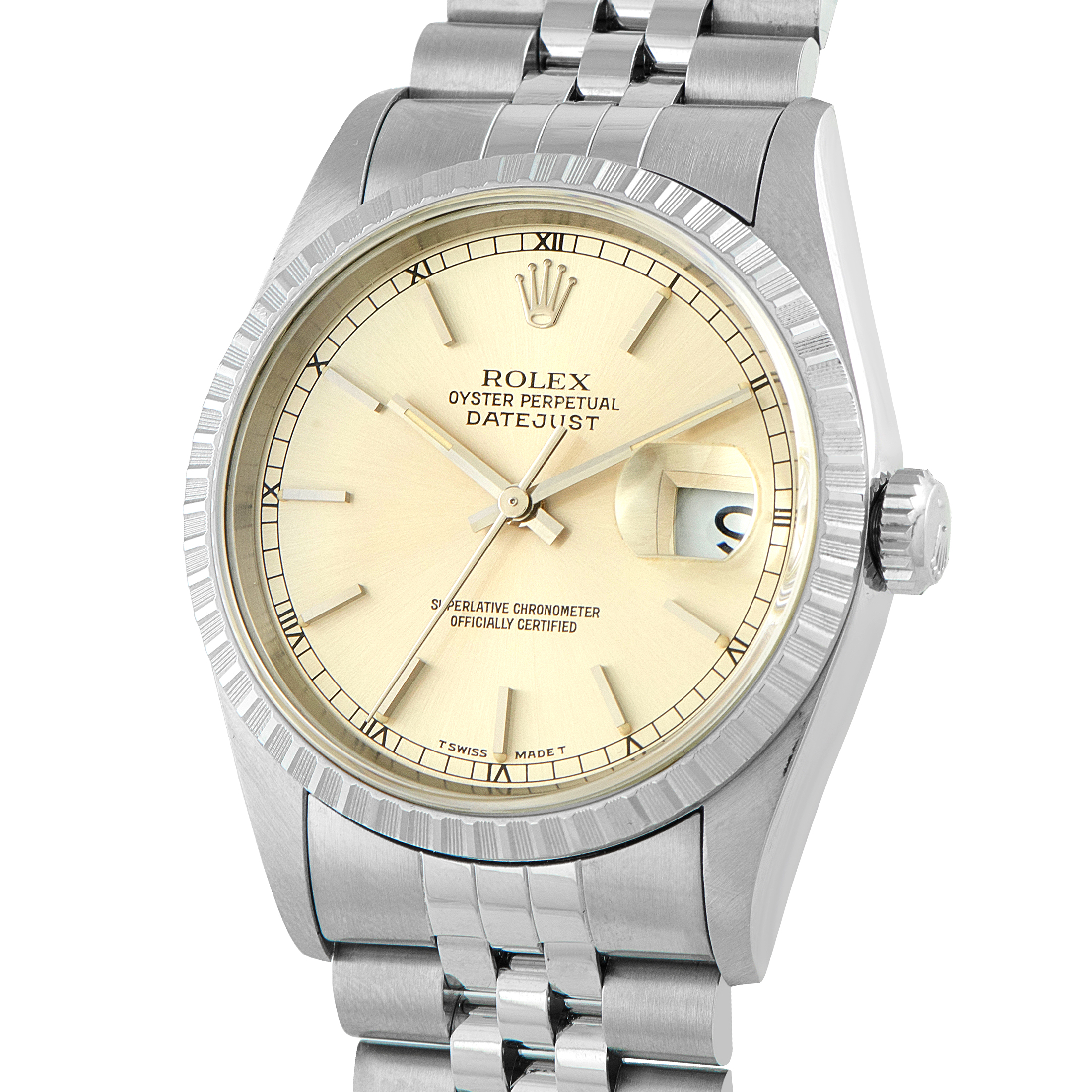 Rolex Datejust 36 Engine-Turned Bezel Steel Jubilee Watch 16220