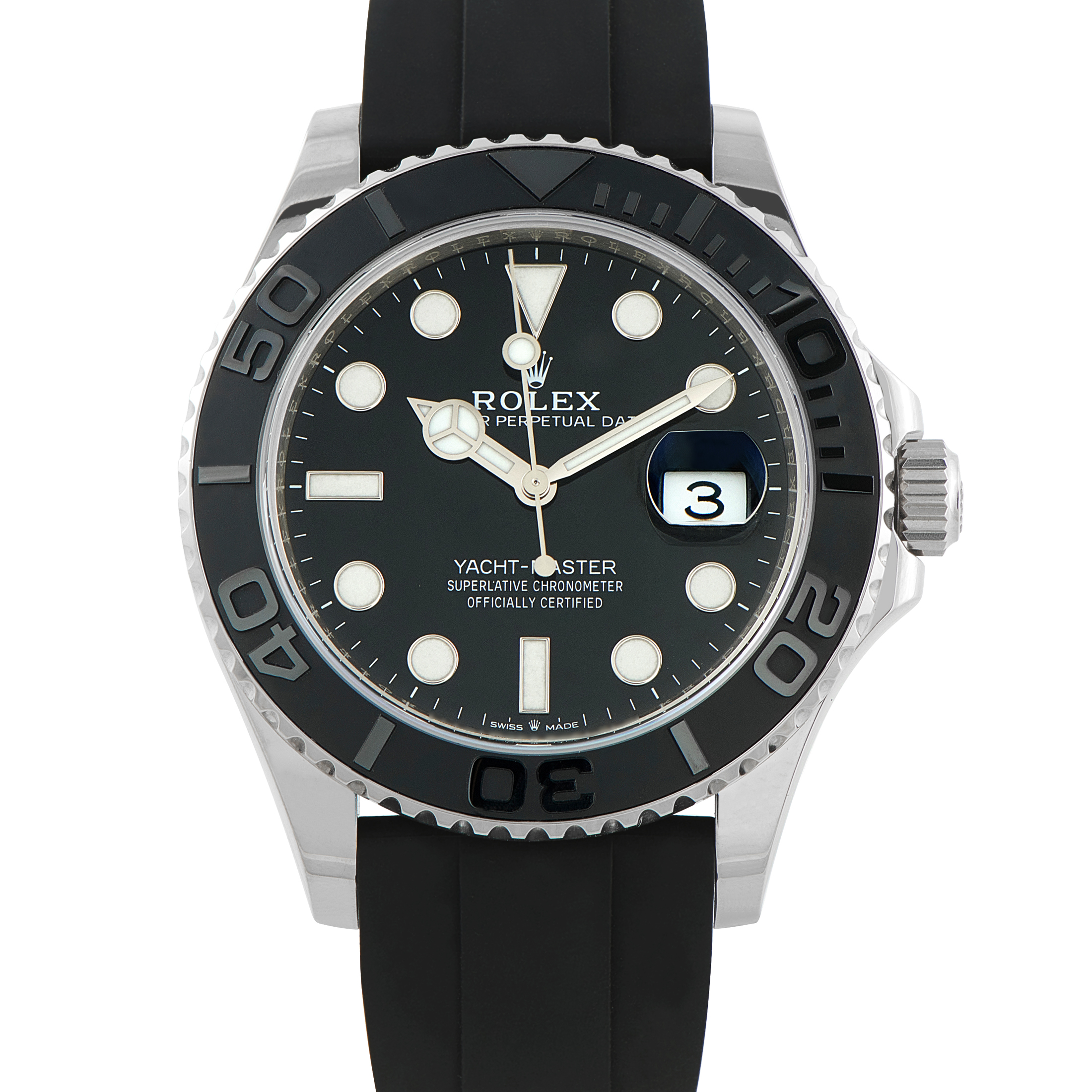 Rolex Yacht-Master 42 Black Dial White Gold Oysterflex Watch 226659