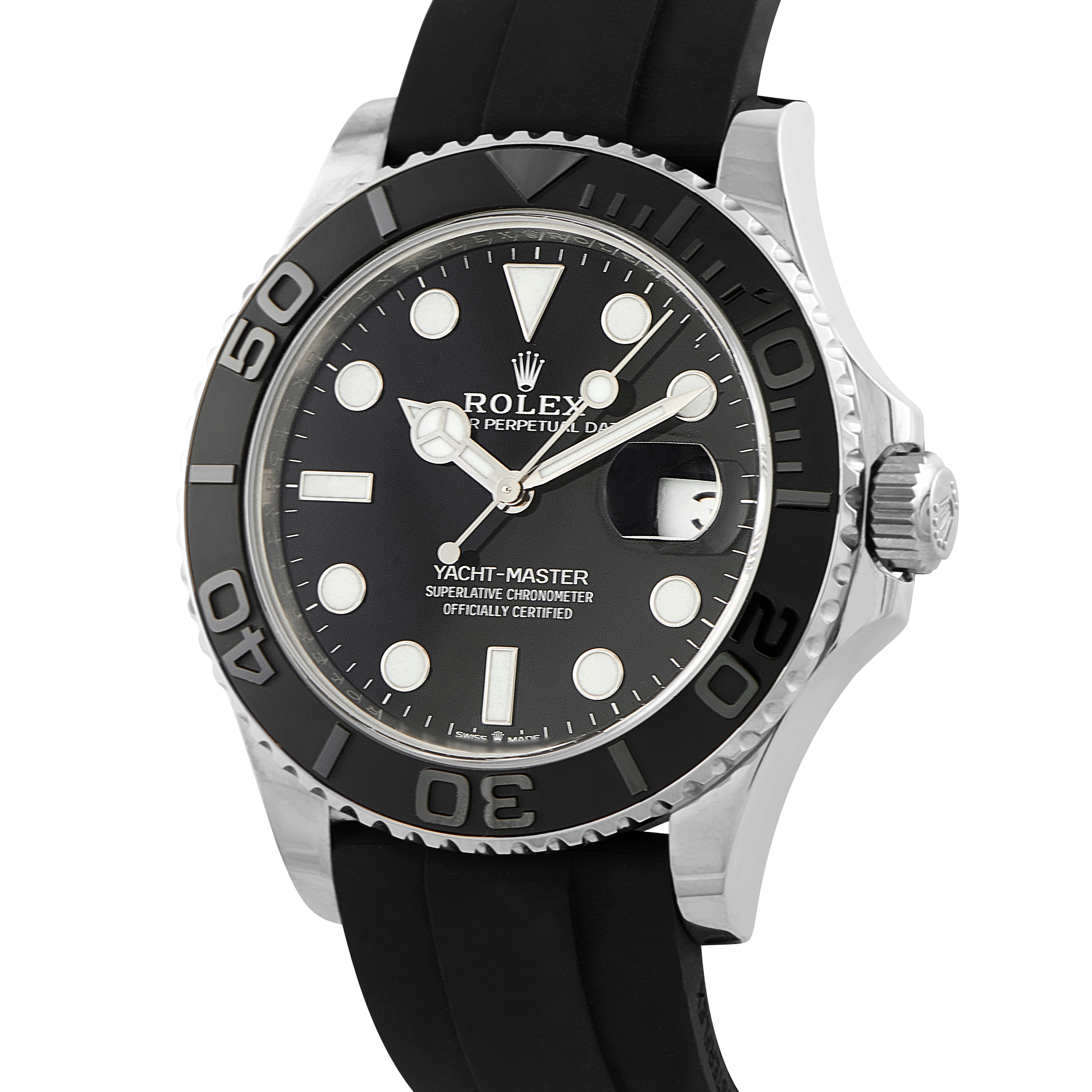 Rolex Yacht-Master 42 Black Dial White Gold Oysterflex Watch 226659