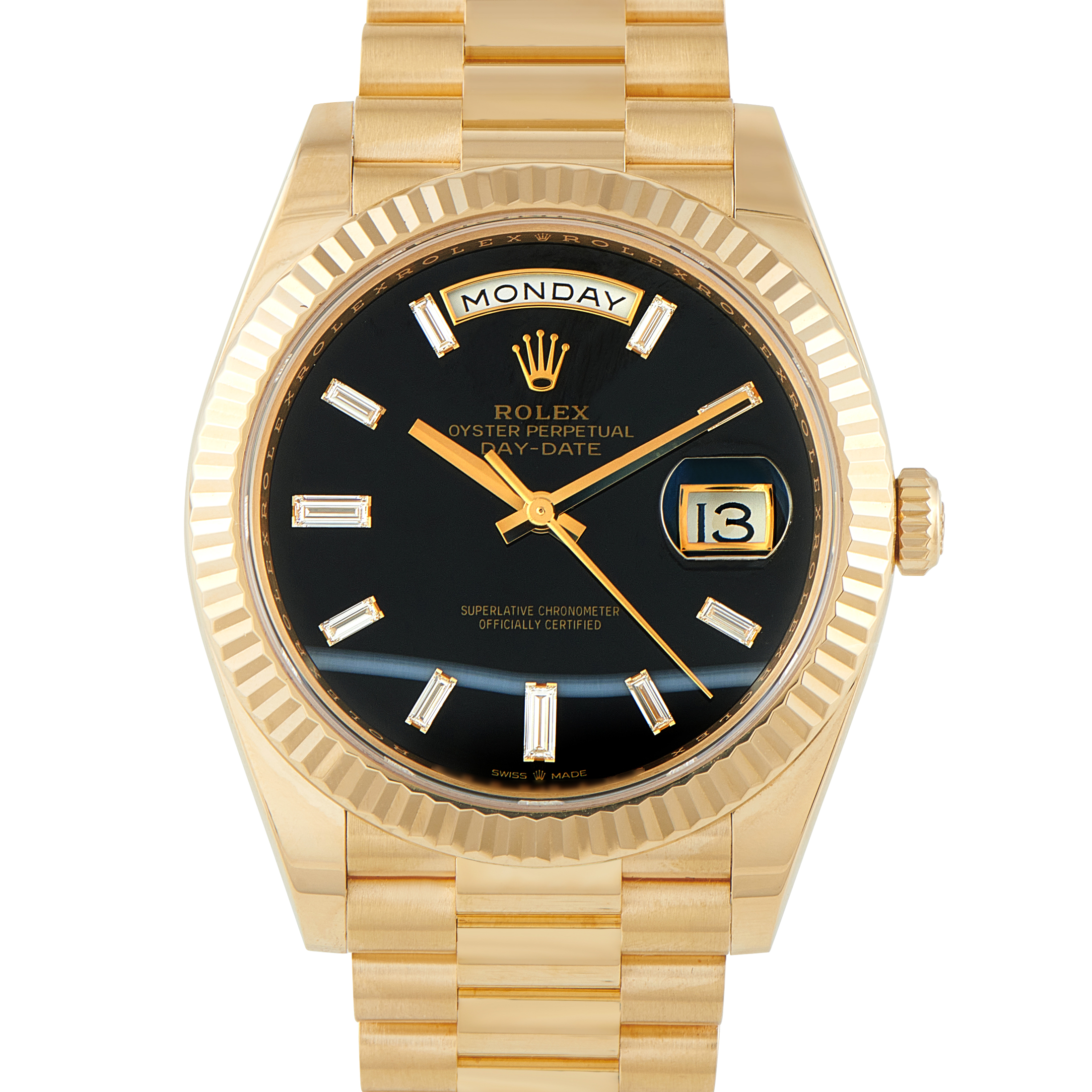 Rolex Day-Date Diamond-Set Onyx Dial Yellow Gold President Watch 228238