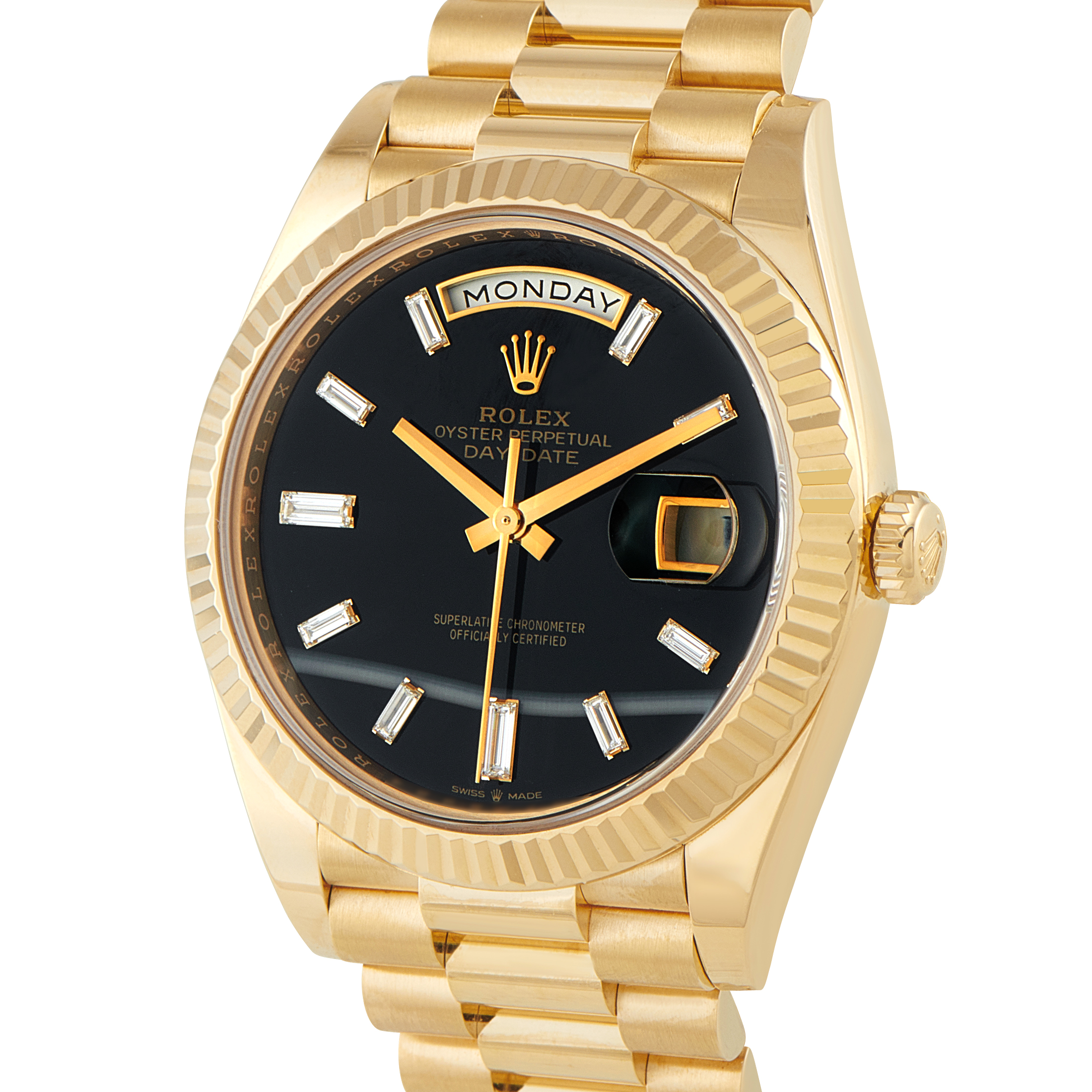 Rolex Day-Date Diamond-Set Onyx Dial Yellow Gold President Watch 228238