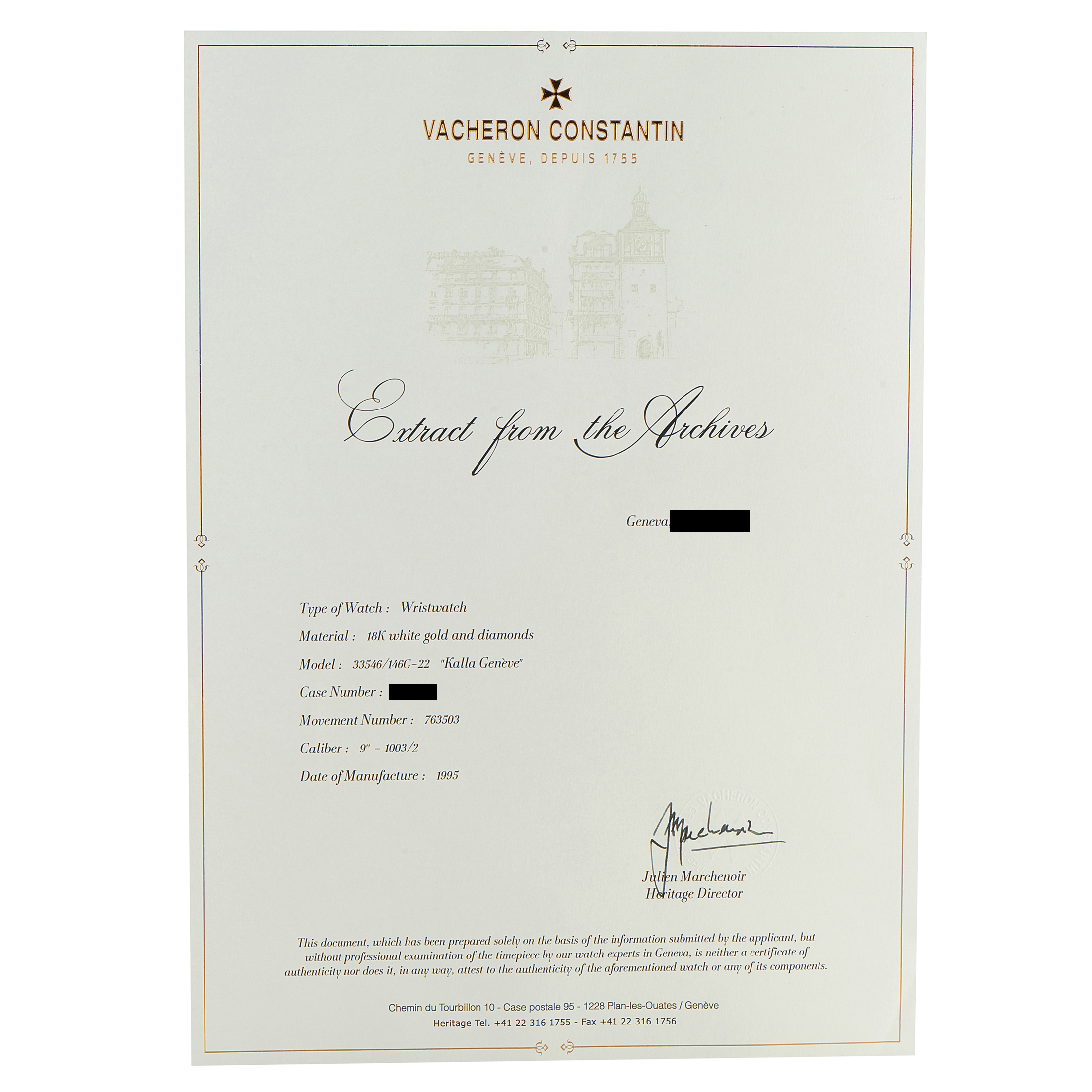 Vacheron Constantin Kalla Geneva Diamond and White Gold Watch Set 10546/146G-22 & 33546/146G-22