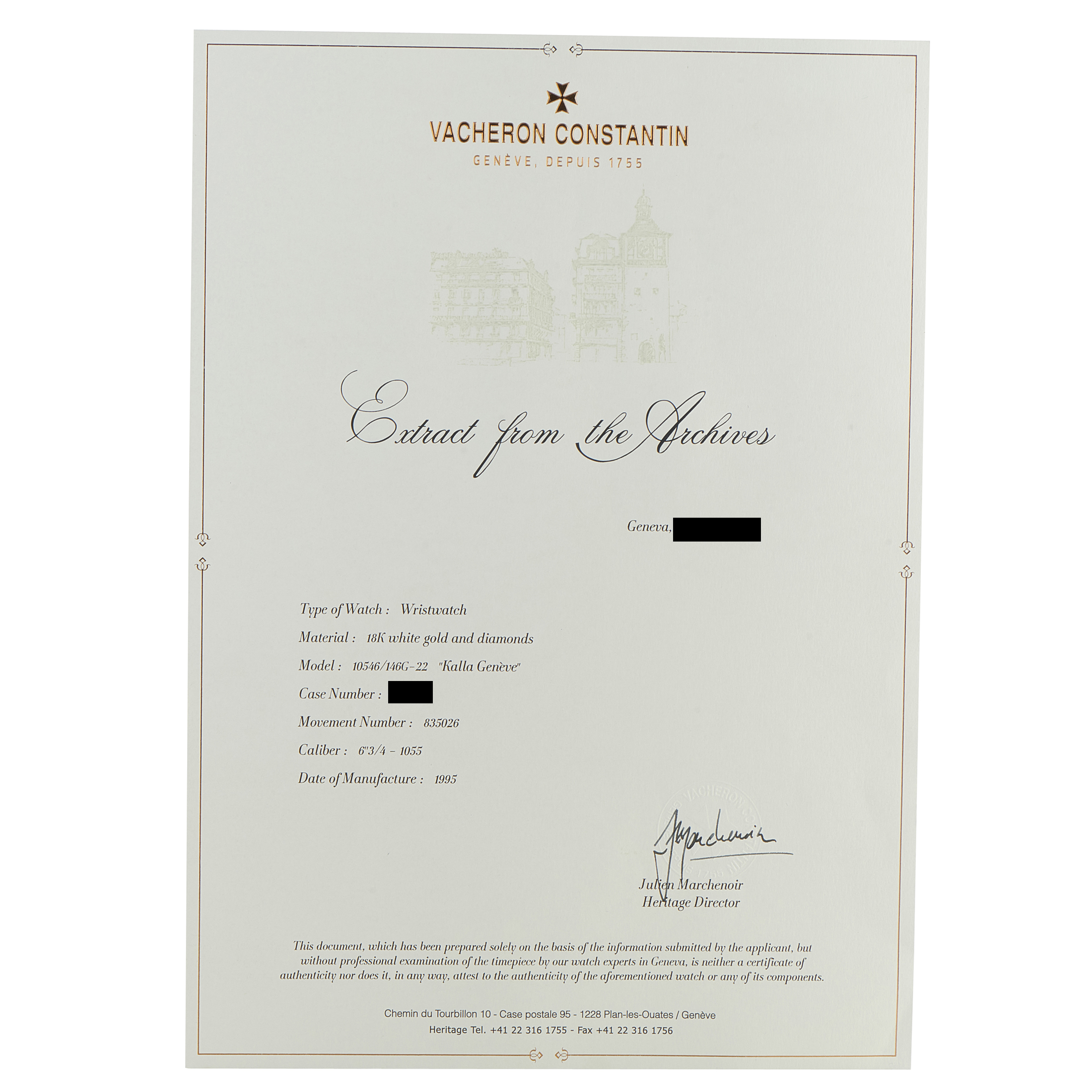 Vacheron Constantin Kalla Geneva Diamond and White Gold Watch Set 10546/146G-22 & 33546/146G-22