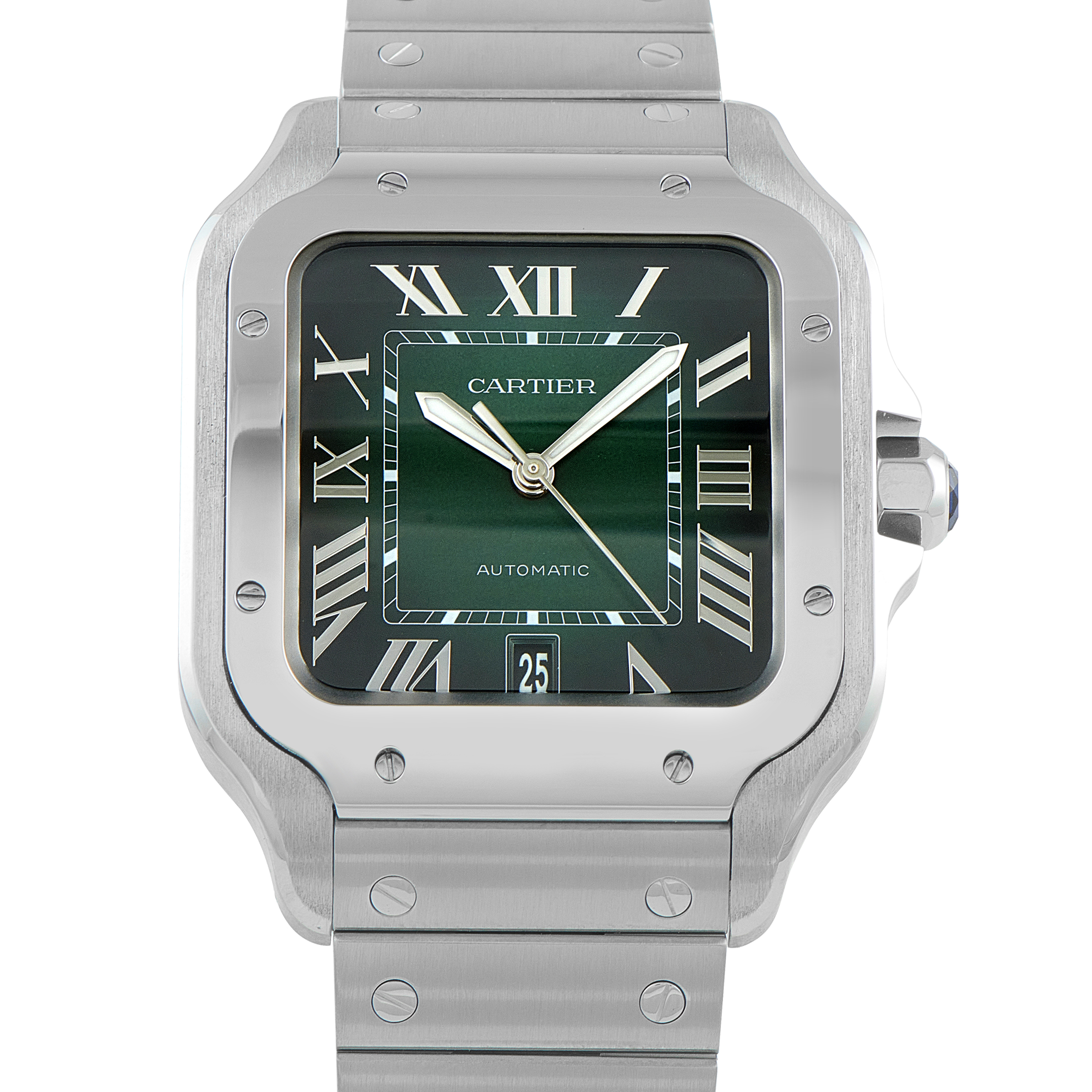 Cartier Santos Green Dial Steel Watch WSSA0062
