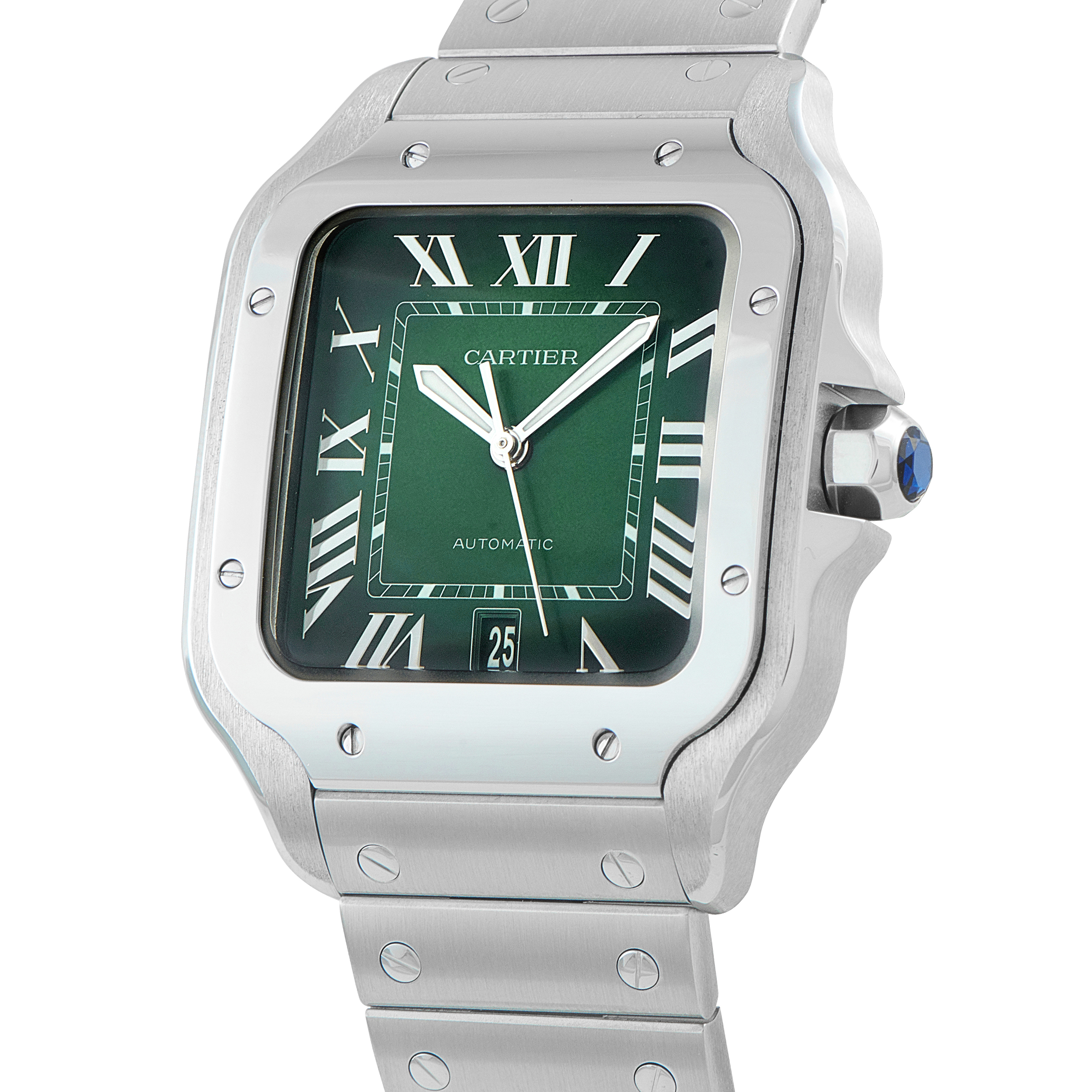 Cartier Santos Green Dial Steel Watch WSSA0062