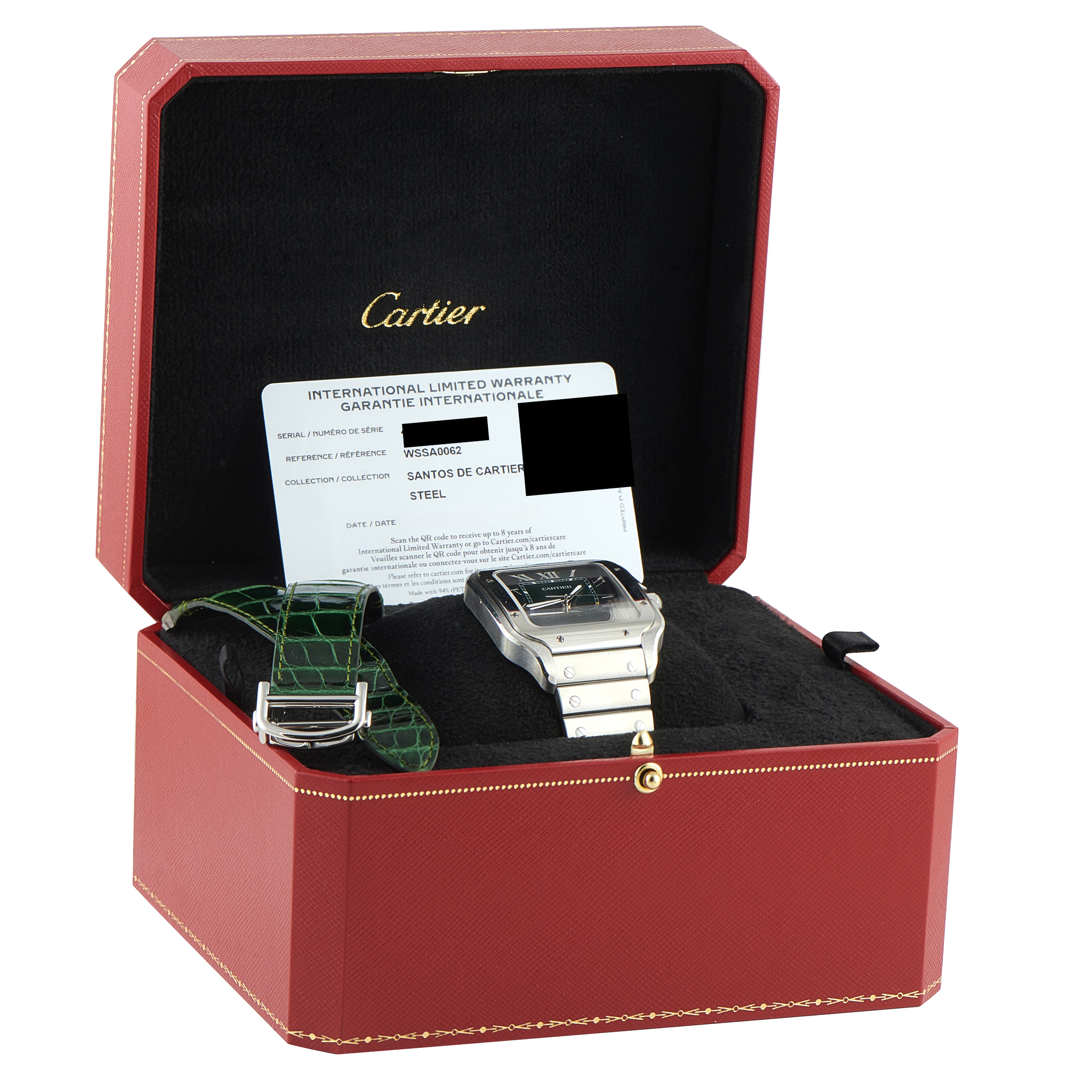 Cartier Santos Green Dial Steel Watch WSSA0062