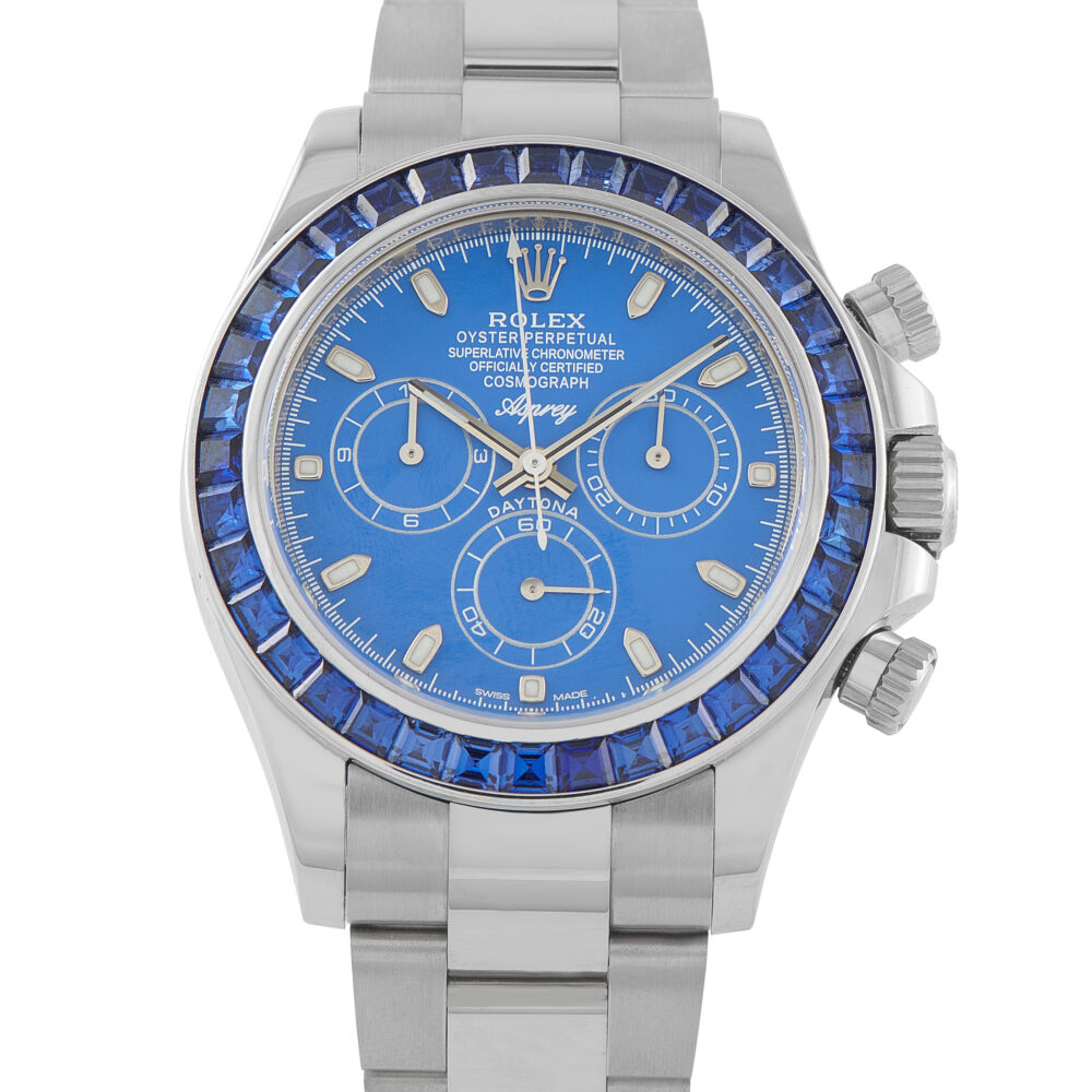 Rolex x Asprey Daytona Blue Dial Sapphire White Gold Watch 116509