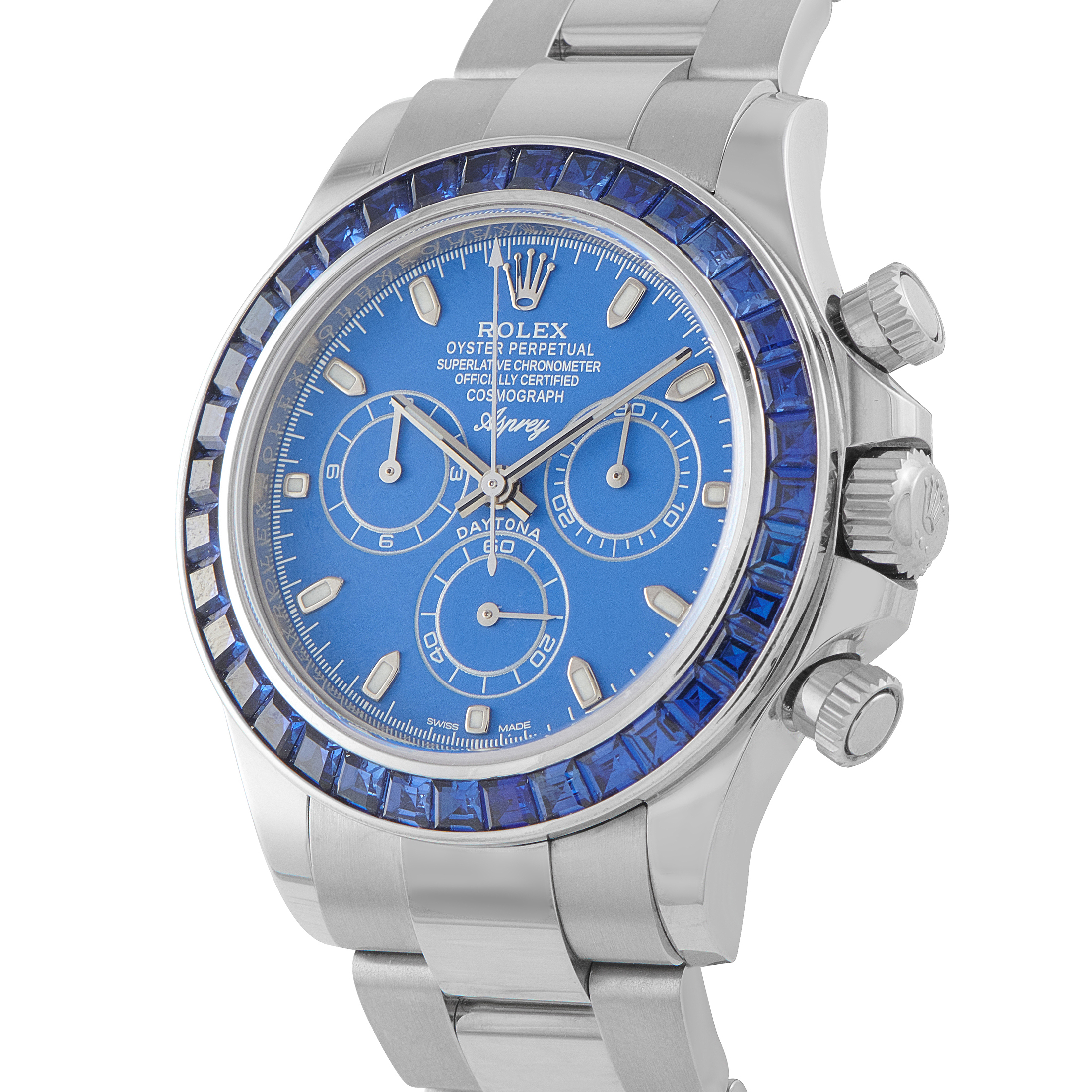Rolex x Asprey Daytona Blue Dial Sapphire White Gold Watch 116509