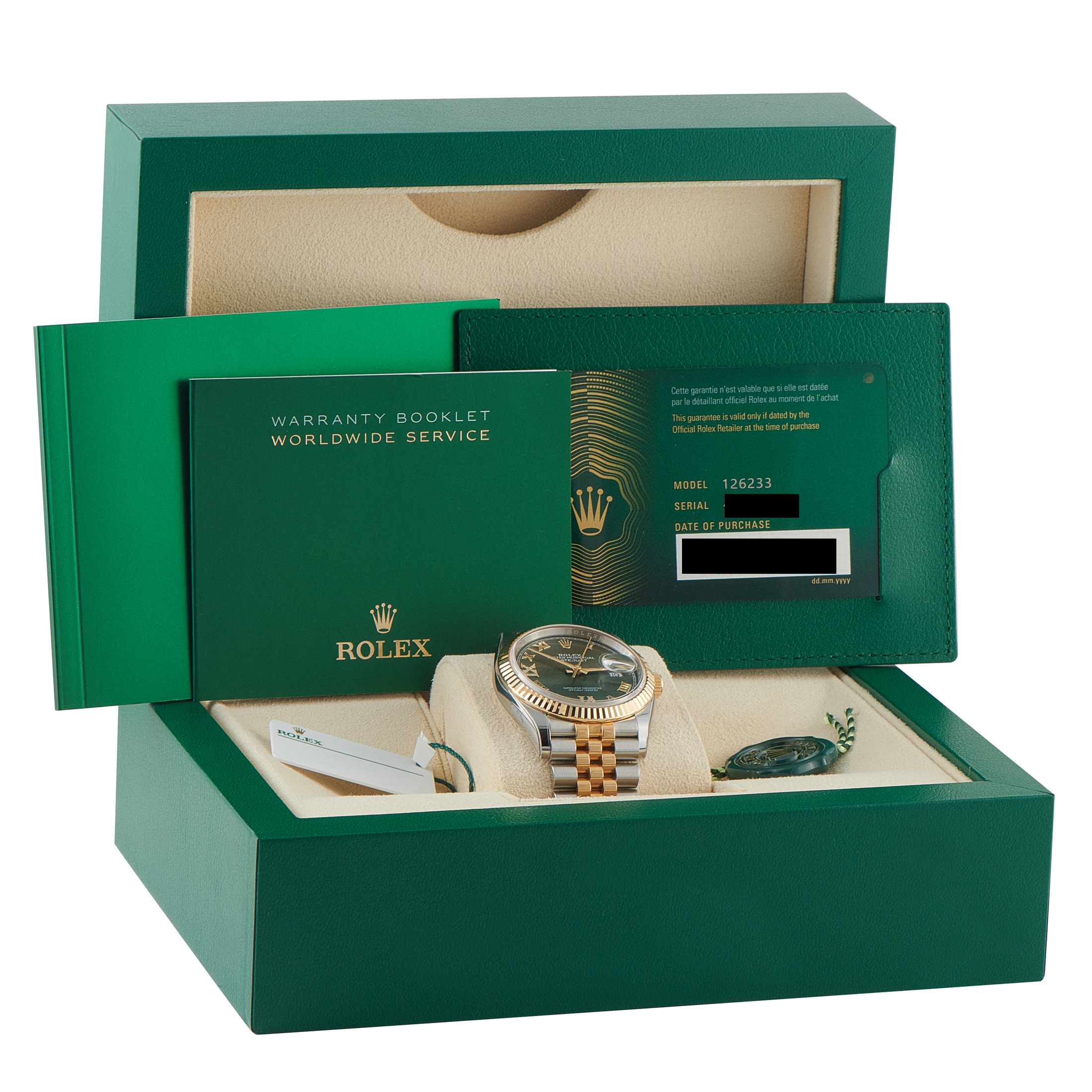 Rolex Datejust 36 Olive Roman Dial Two-Tone Jubilee Watch 126233