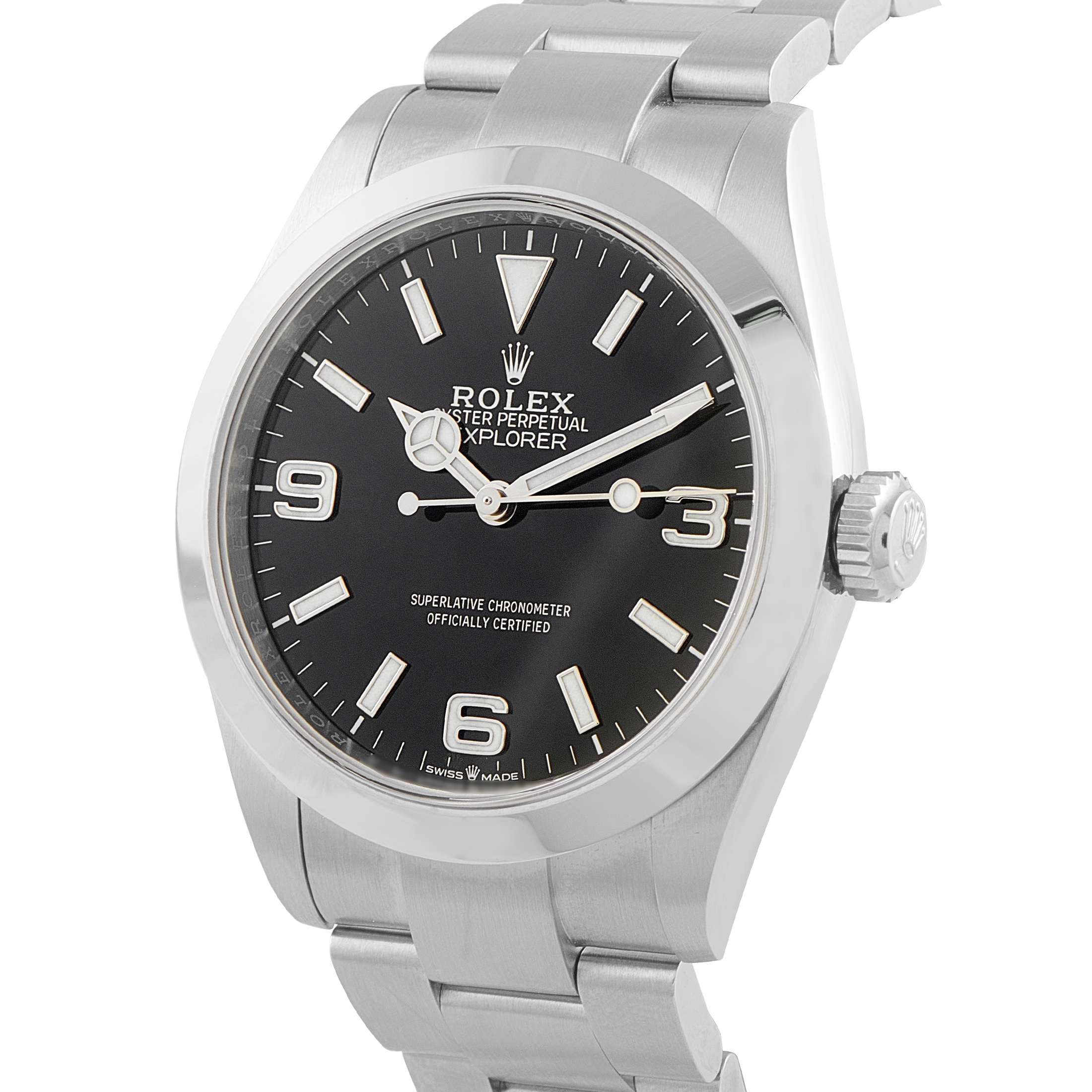 Rolex Explorer 40 Black Dial Steel Watch 224270 side view