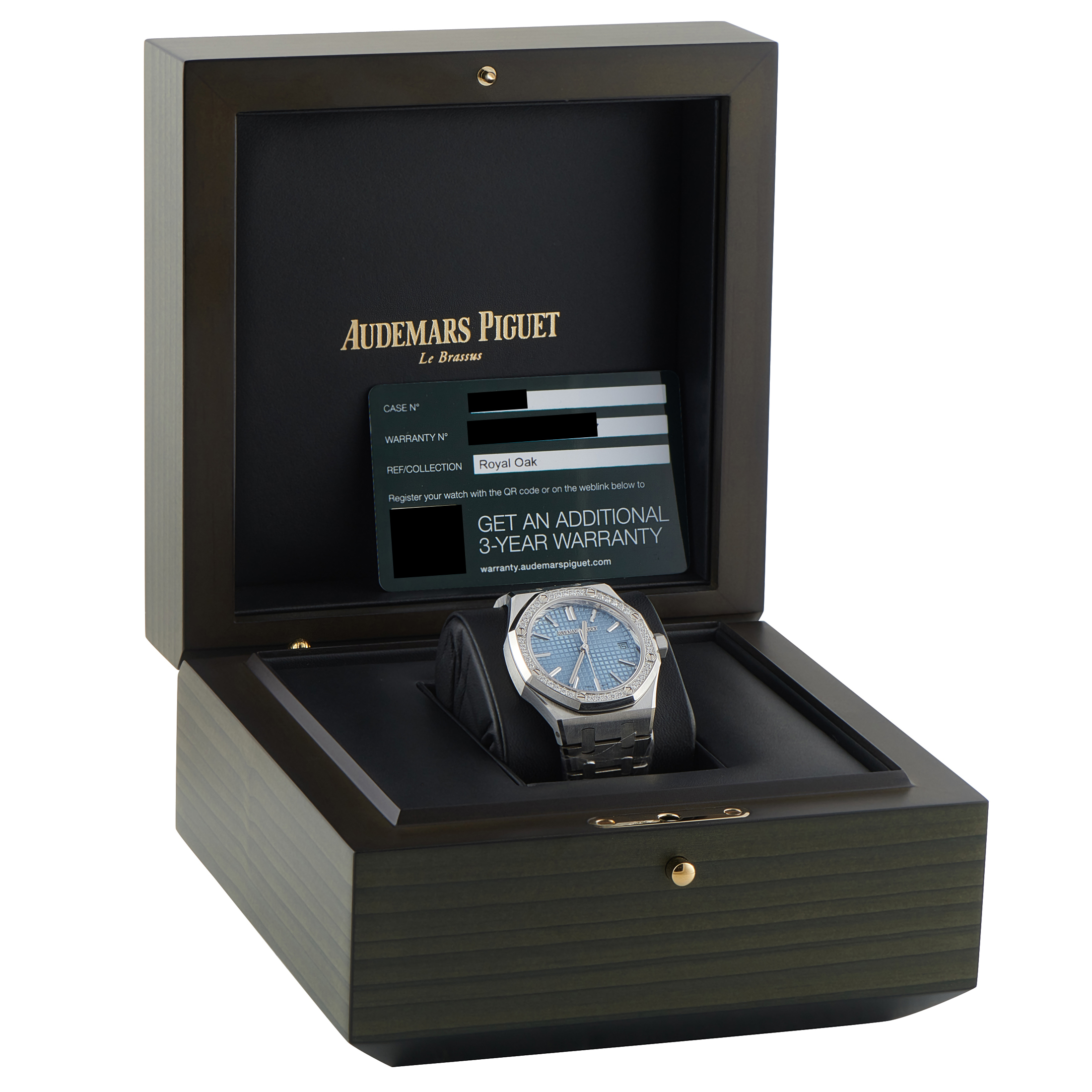 Audemars Piguet Royal Oak Light Blue Dial Diamond Set Bezel Steel Watch 15551ST.ZZ.1356ST.01