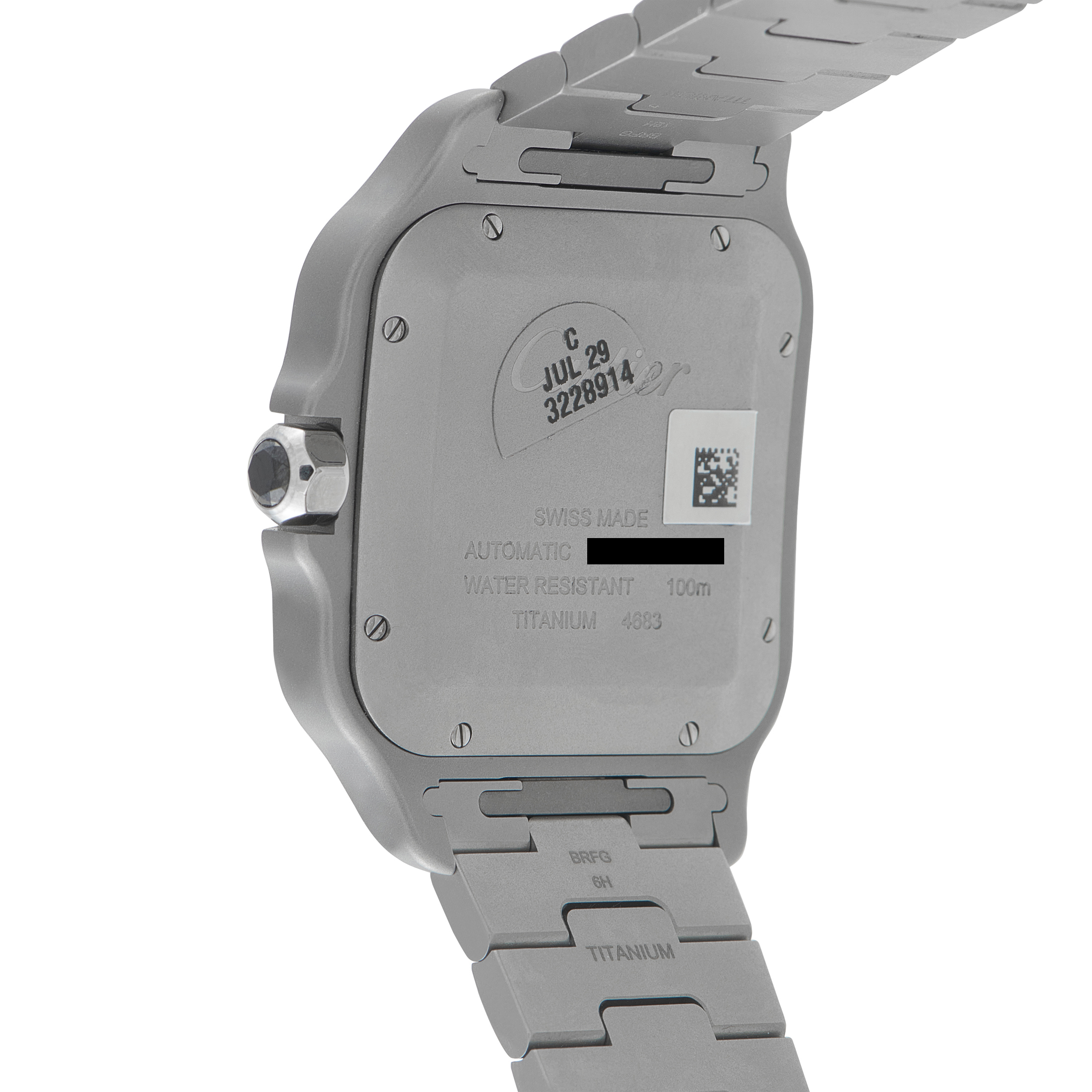 Cartier Santos Large Model Titanium Watch WSSA0089 caseback view