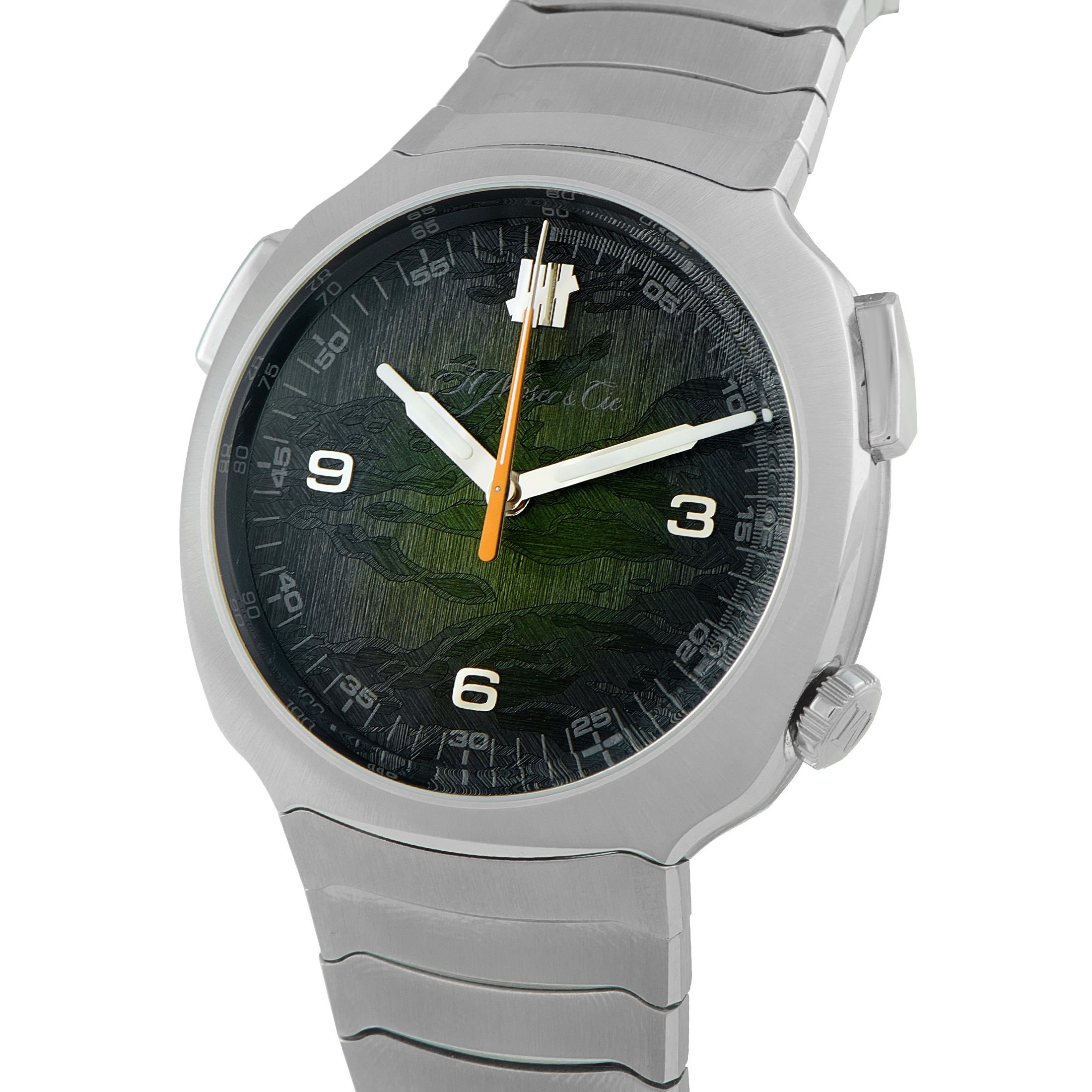 H. Moser & Cie Streamliner Chronograph Undefeated Green Camo Dial Steel Watch 6902-1205