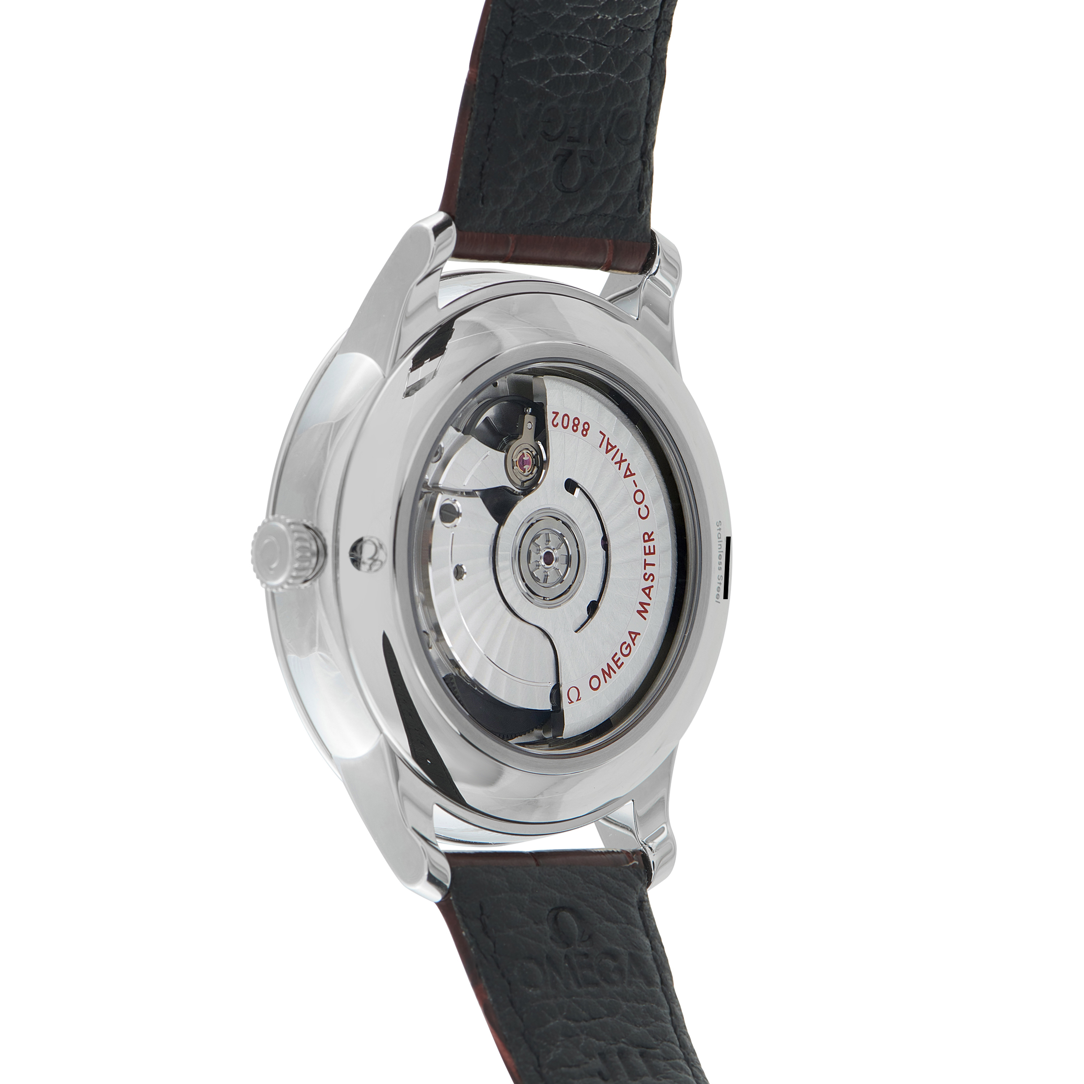 Omega De Ville Prestige Red Dial Steel on Leather Watch 434.13.41.20.11.001