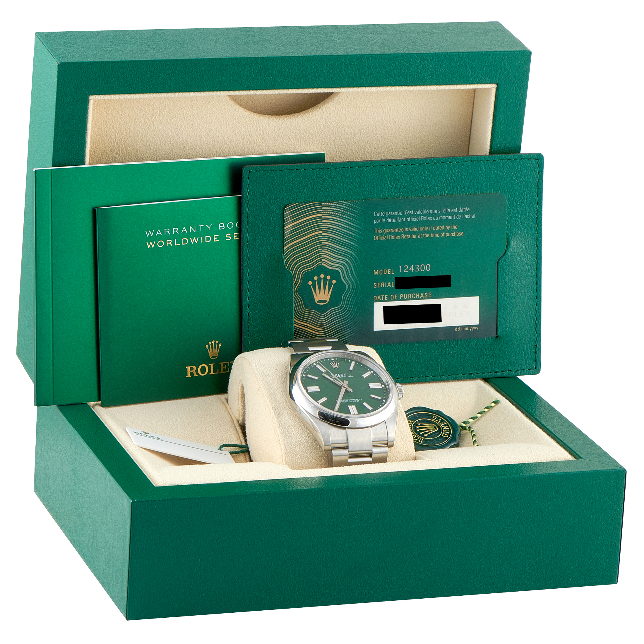 Rolex Oyster Perpetual 41 Green Dial Steel Watch 124300