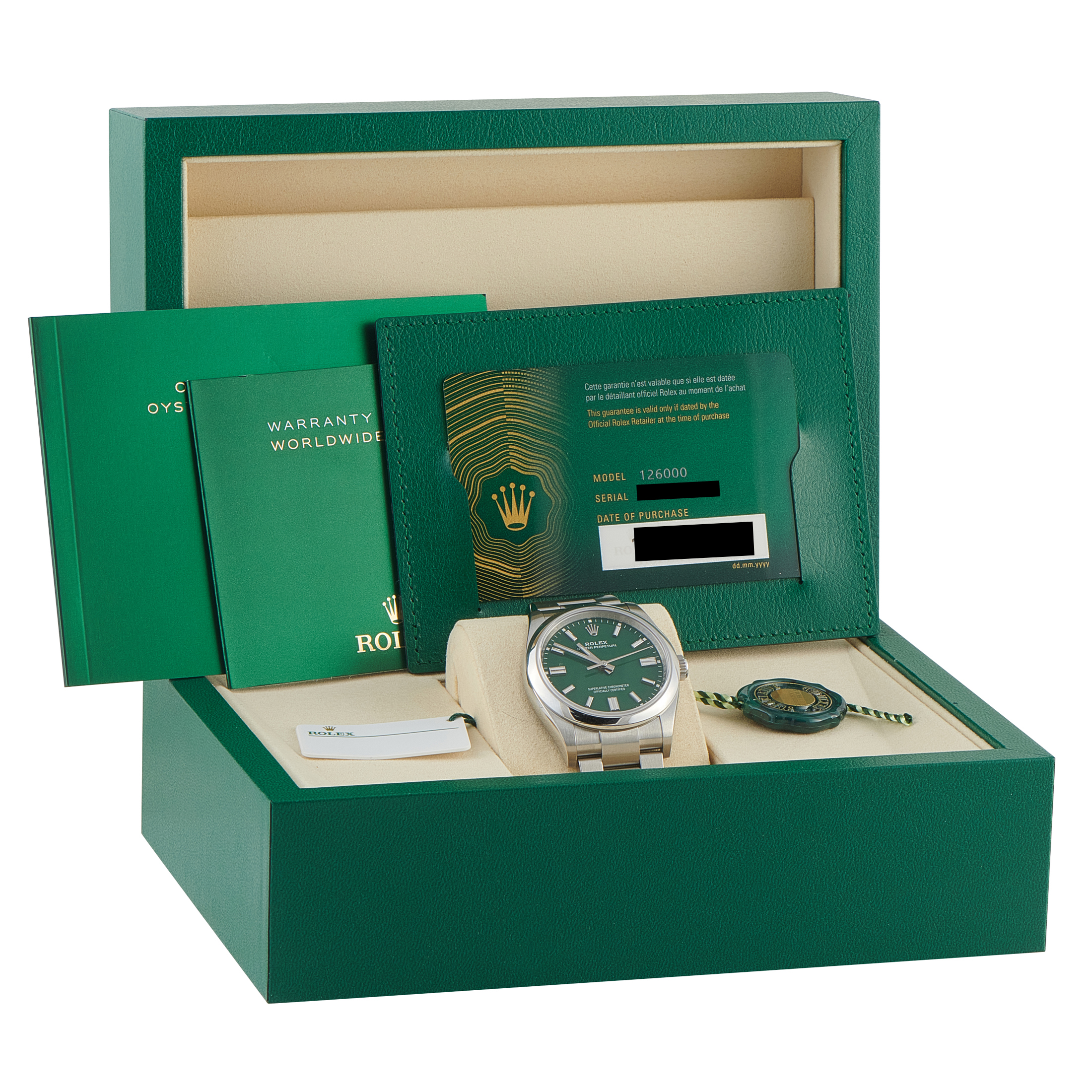 Rolex Oyster Perpetual 36 Green Dial Steel Watch 126000