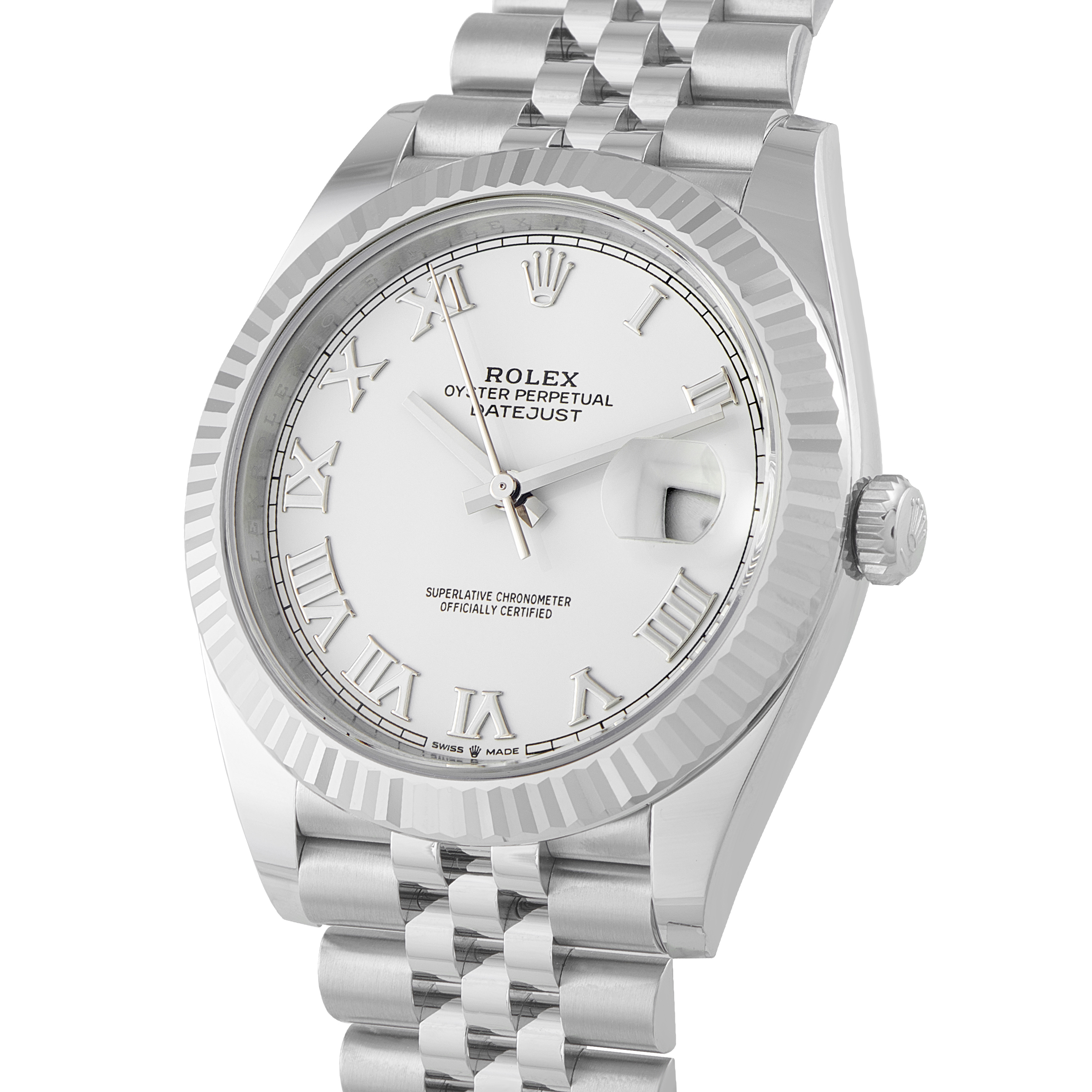 Rolex Datejust 41 White Roman Dial Steel Jubilee Watch 126334