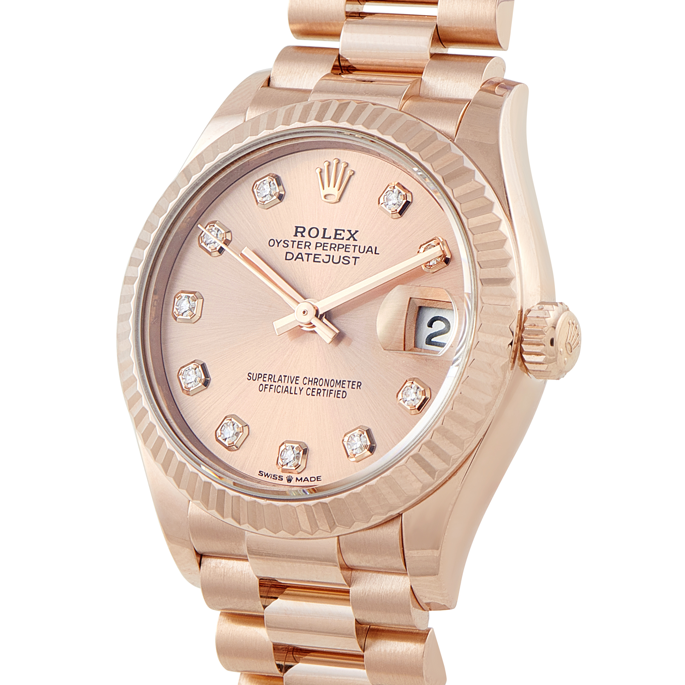 Rolex Datejust 31 Rose Diamond Dial Everose Gold President Watch 278275