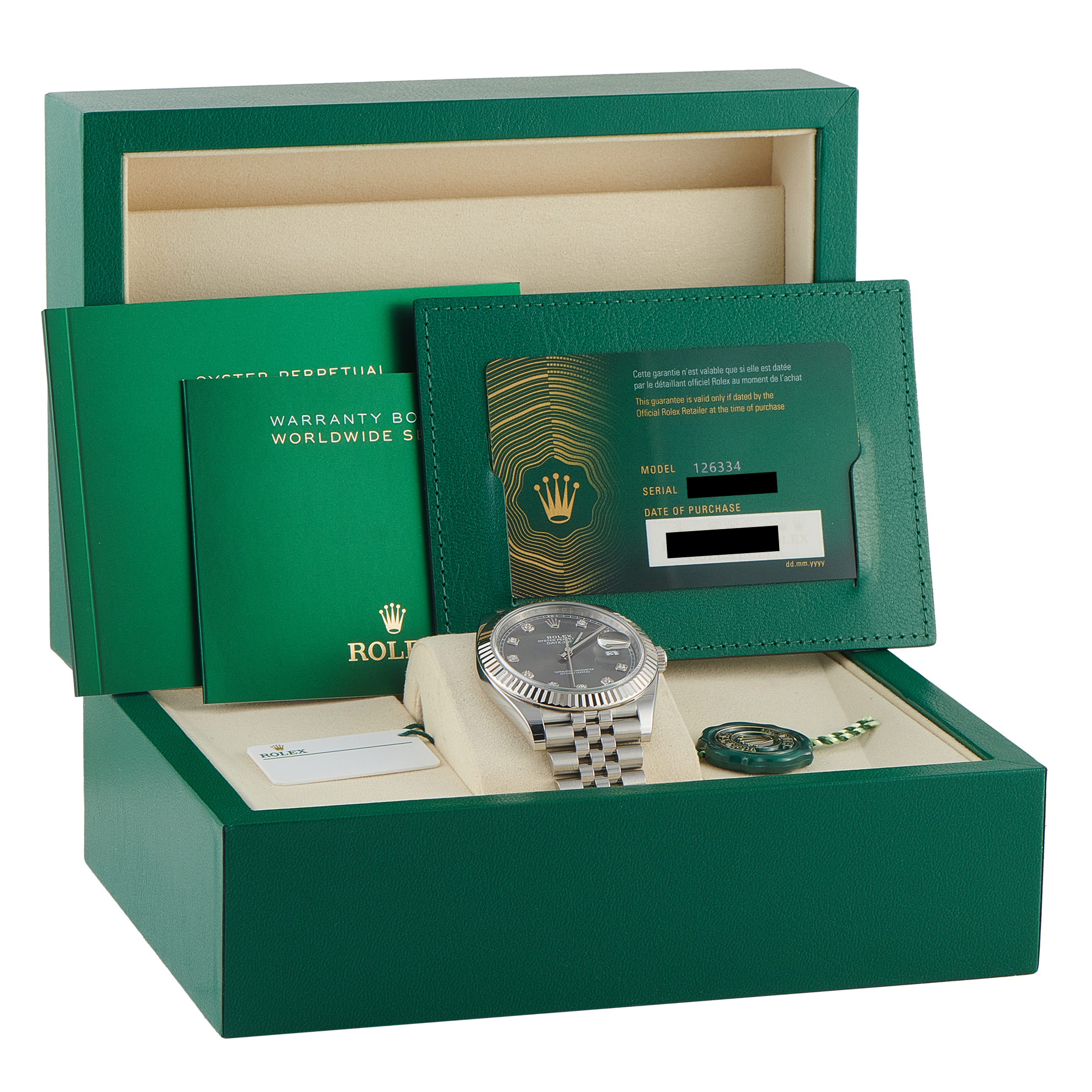 Rolex Datejust 41 Slate Diamond Dial Steel Jubilee Watch 126334