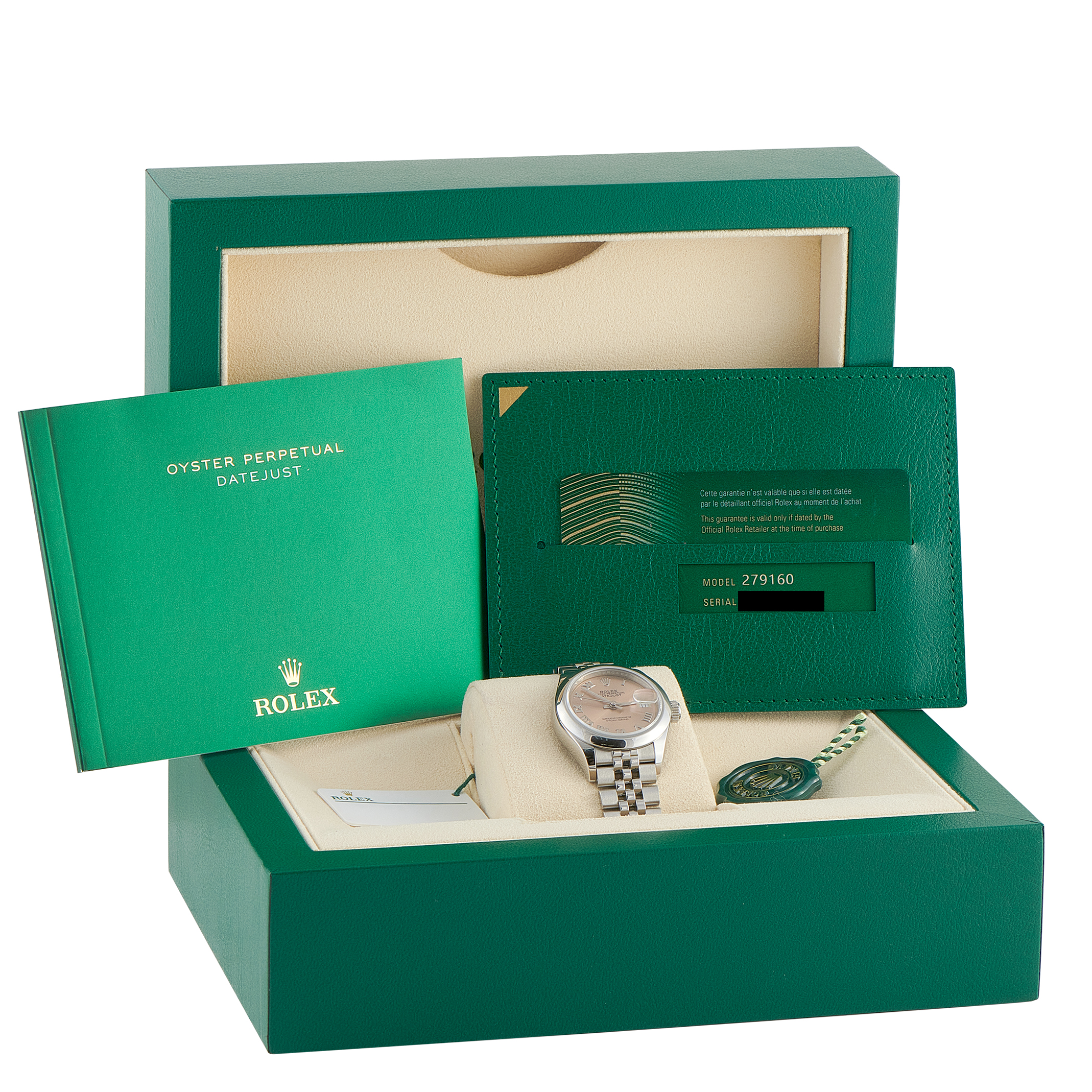 Rolex Lady-Datejust 28 Pink Dial Steel Jubilee Watch 279160