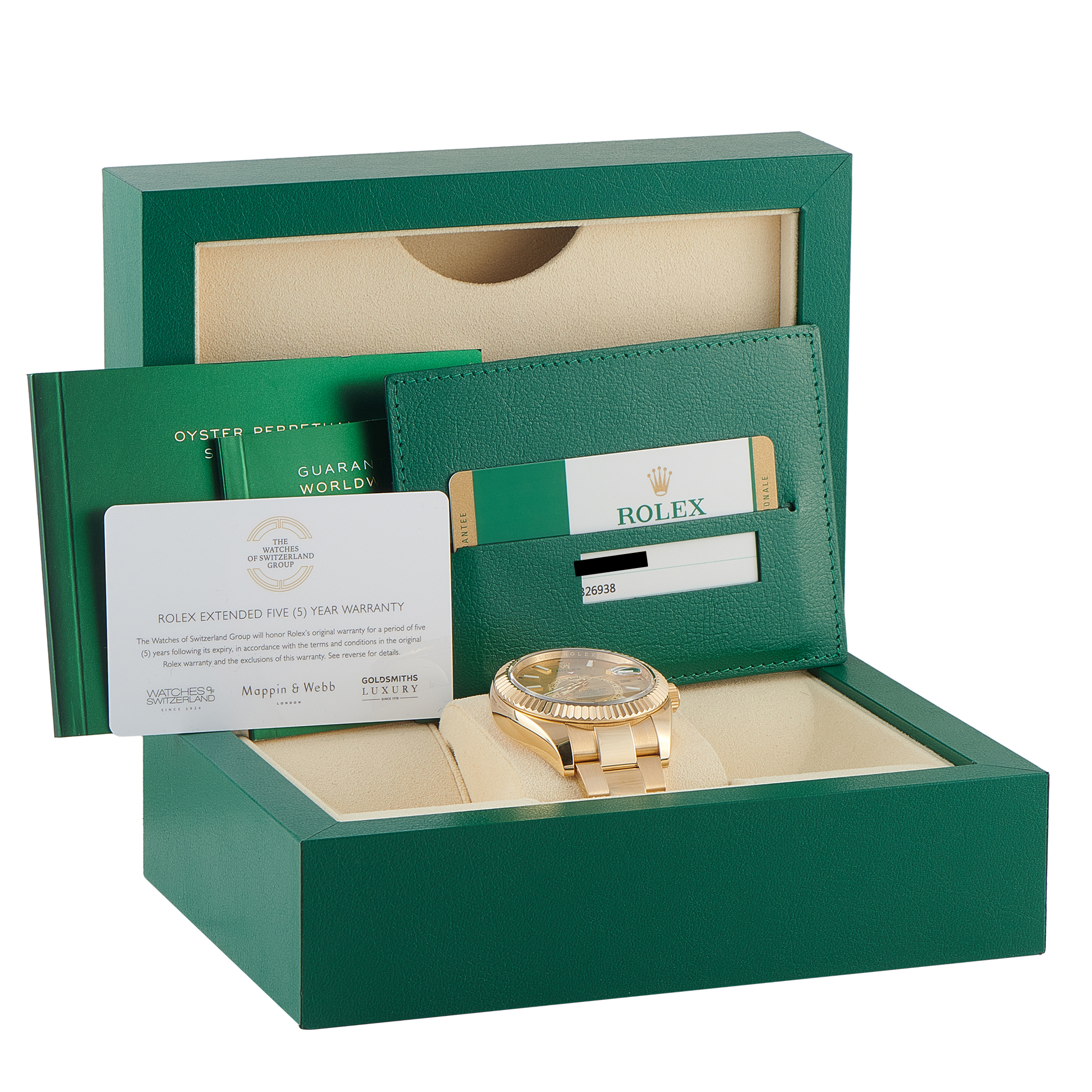 Rolex Sky-Dweller Champagne Dial Yellow Gold Oyster Watch 326938