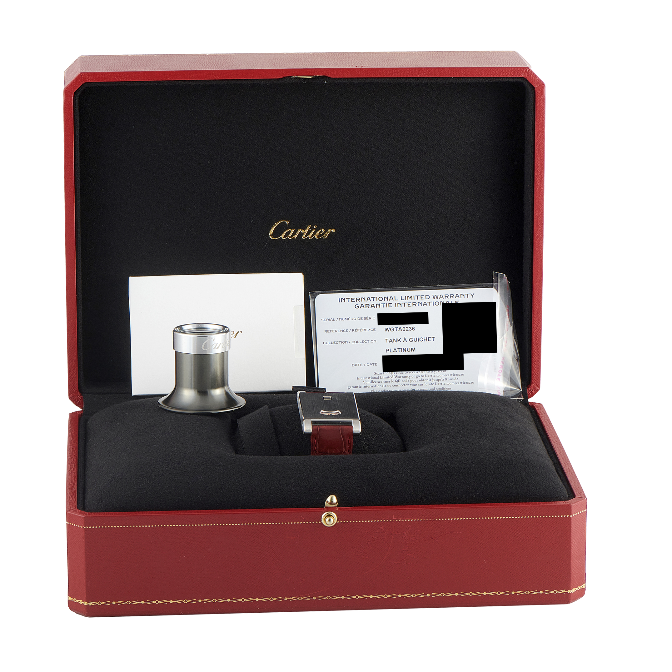 Cartier Privé Tank à Guichets Platinum Watch WGTA0236