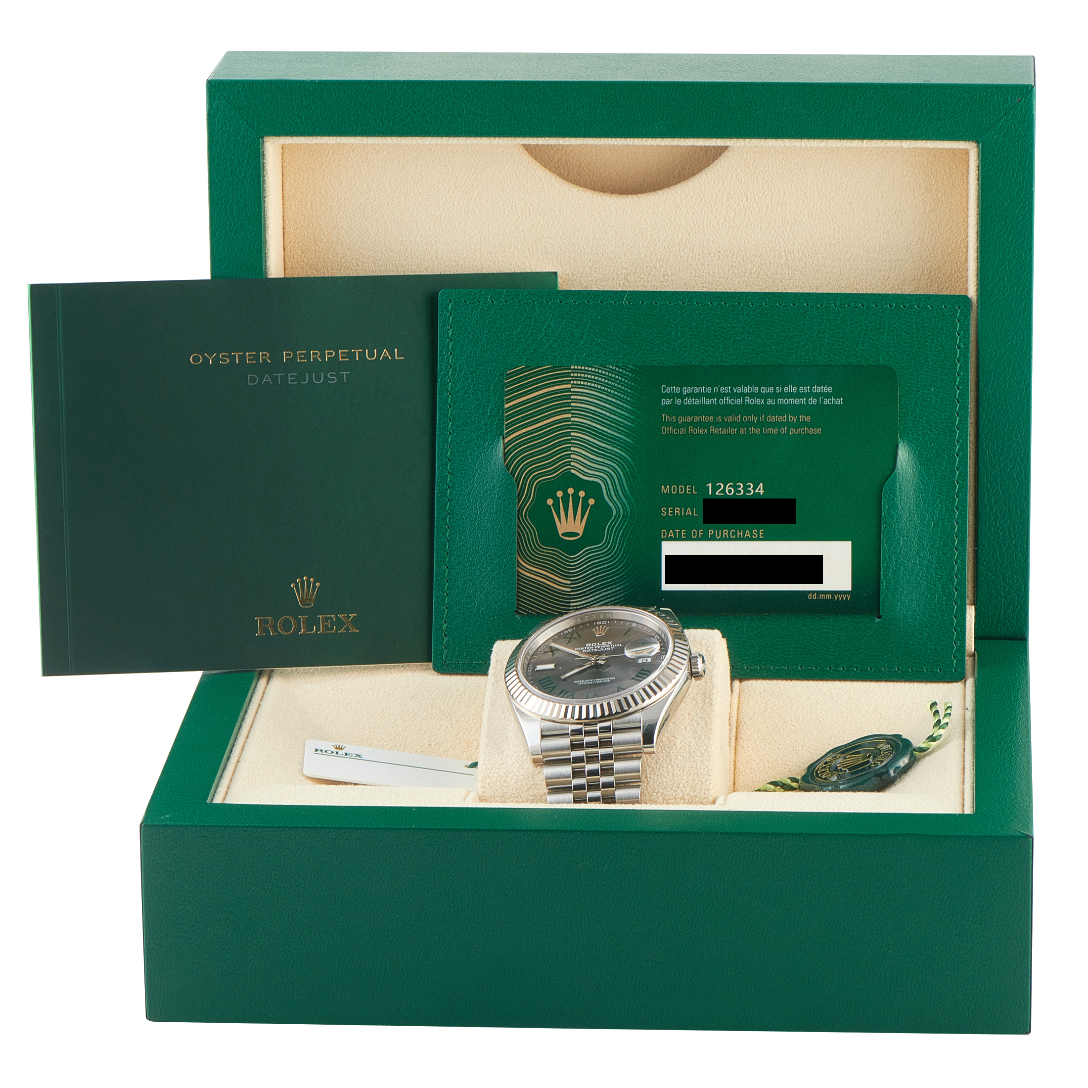 Rolex Datejust 41 Wimbledon Dial Steel Jubilee Watch 126334