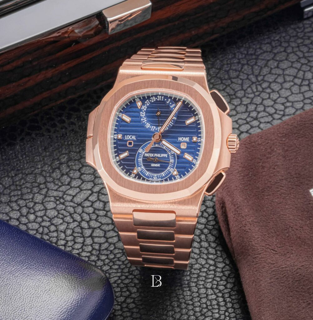 Patek Philippe Nautilus Rose Gold Case with Blue Dial Watch 5990/1R-001