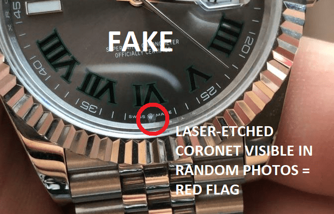 Fake Rolex laser etched coronet