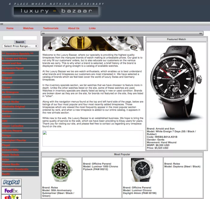 Original Luxury Bazaar Website
