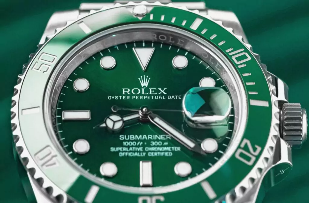Close up Rolex submariner hulk dial