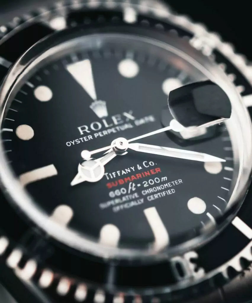 Close up of Rolex Tiffany & Co Submariner