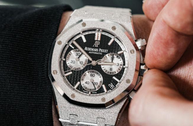 Frosted Audemars Piguet Royal Oak with Black dial