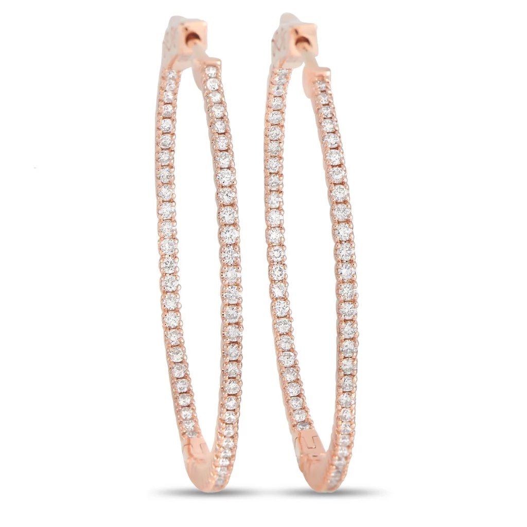 Rose Gold 1.27 ct Diamond Hoop Earrings