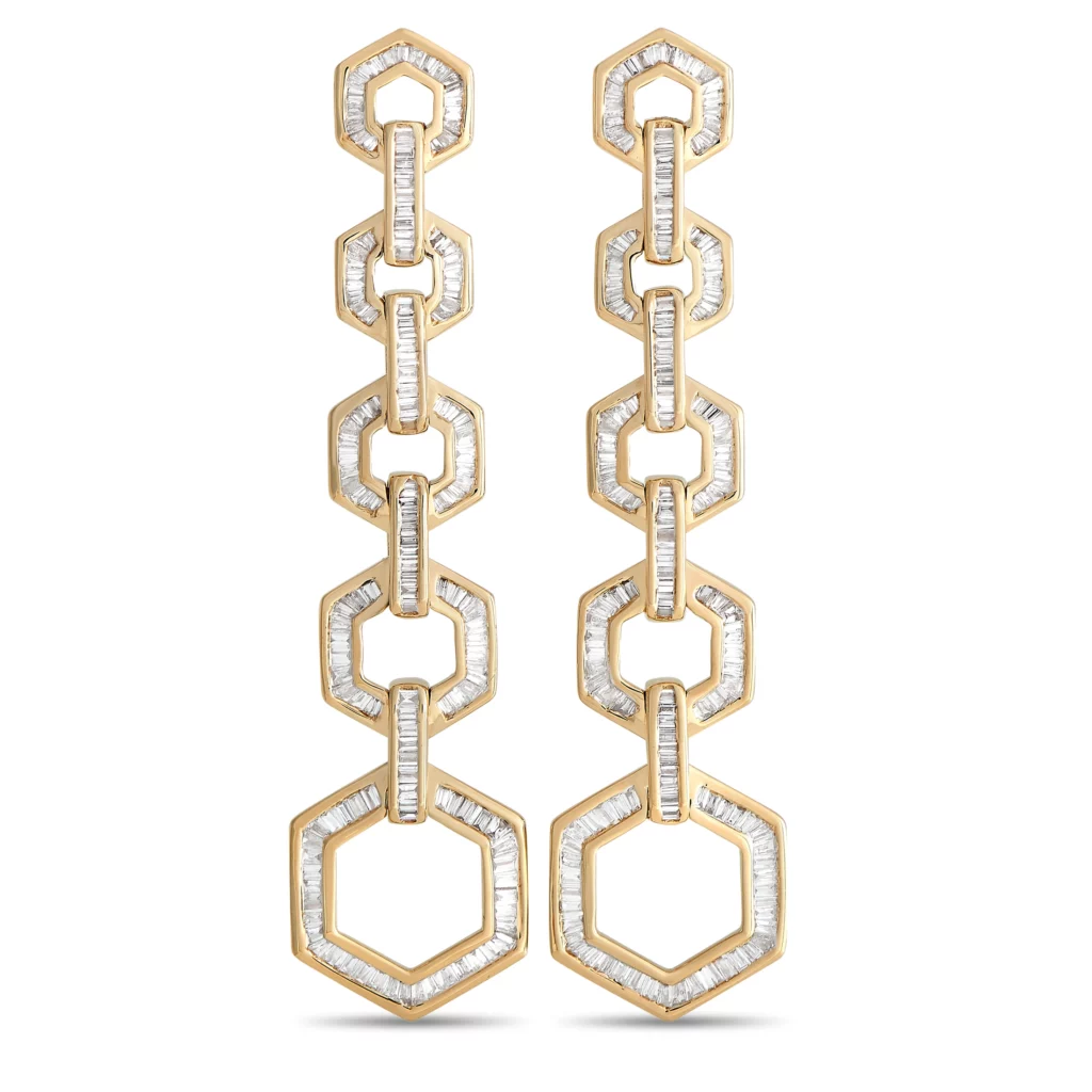 LB Exclusive 14K Yellow Gold 1.75ct Diamond Dangle Earrings