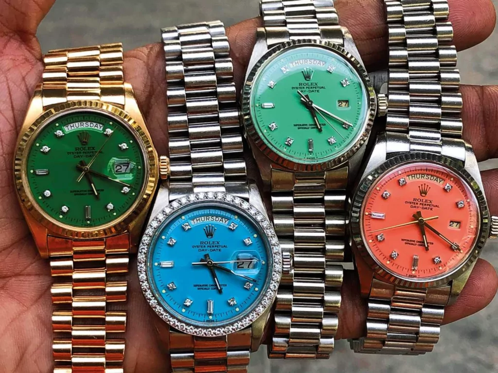 Various Rolex Day-Dates with Stella dials