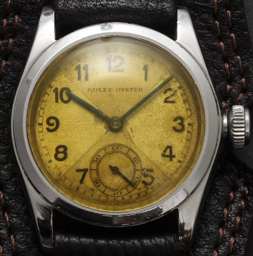 1934 Rolex Oyster with quartered a.k.a. bowtie dial