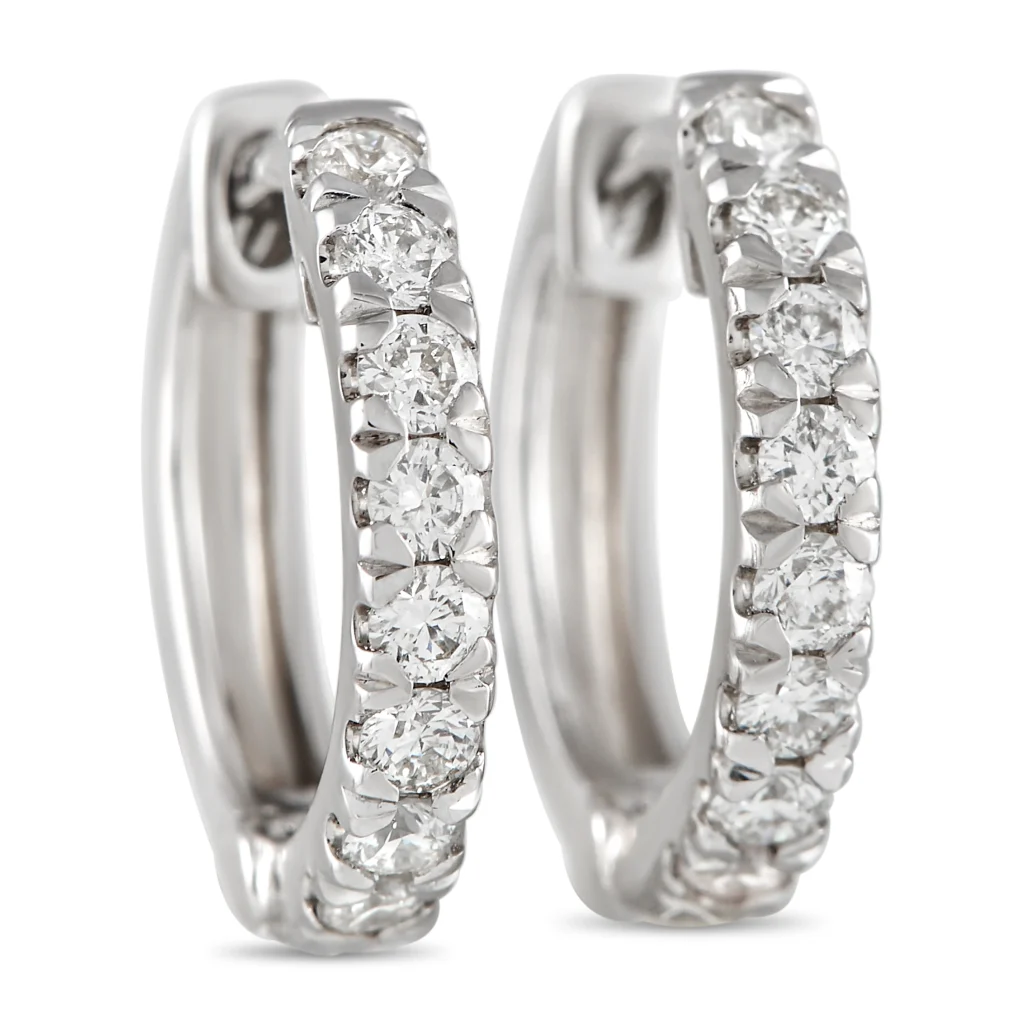 LB Exclusive 14K White Gold 0.30ct Diamond Hoop Earrings