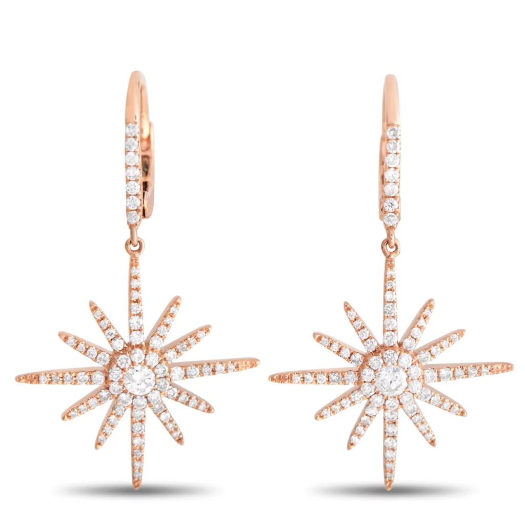 LB Exclusive 18K Rose Gold 0.60ct Diamond Starburst Earrings